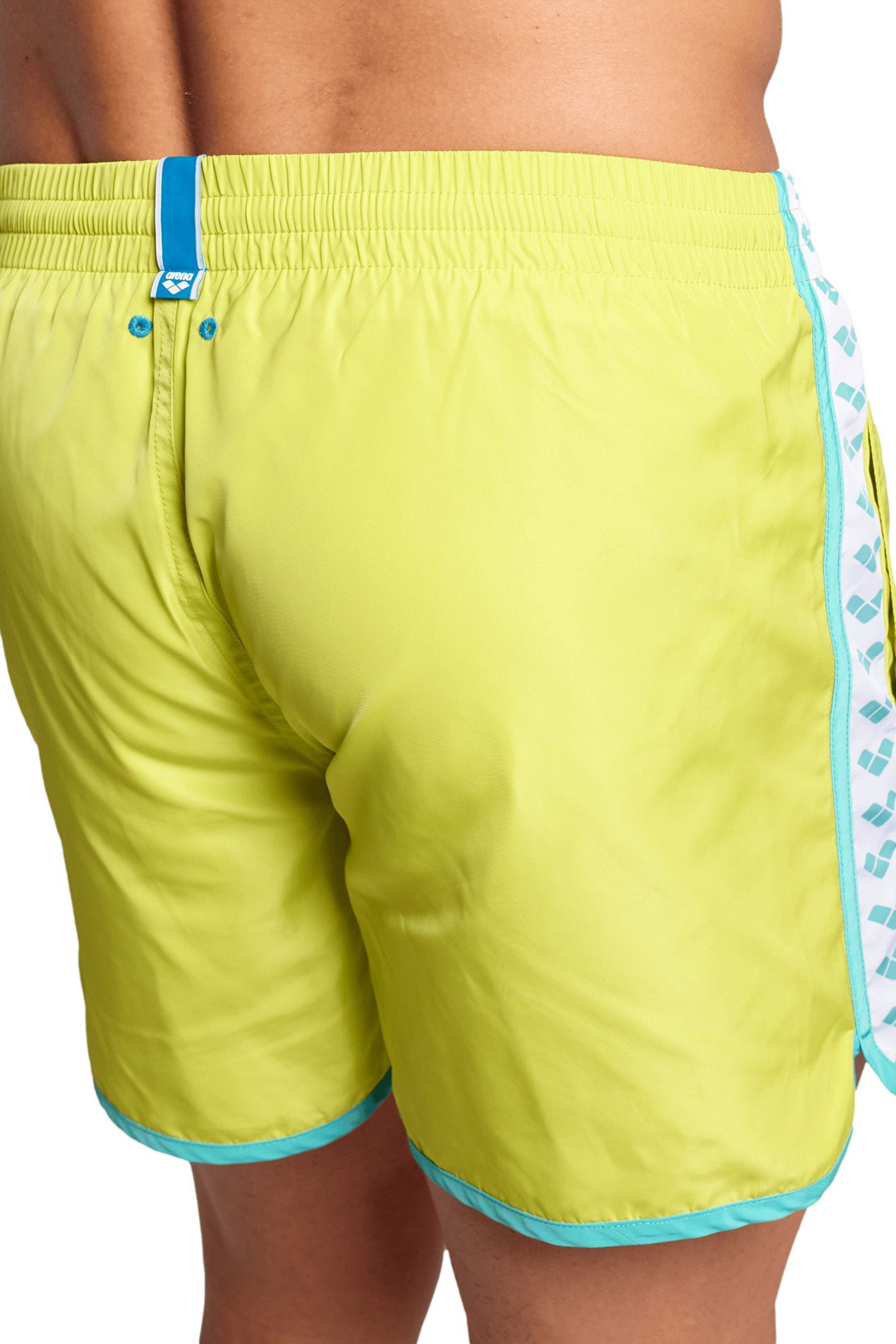MEN'S ARENA TEAM STRIPE BEACH SHORT SOFT GREEN-WATER-WHITE 5