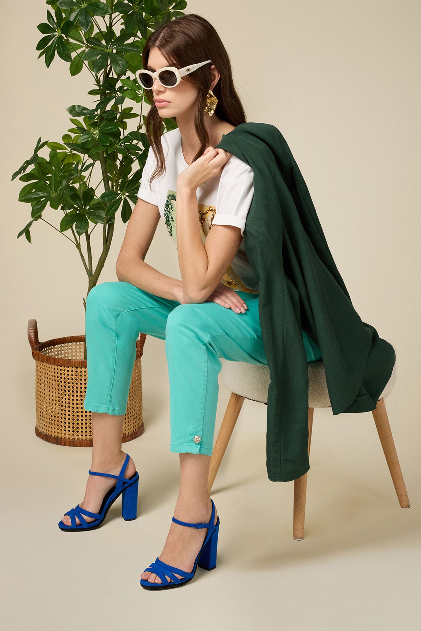 CHINOS WITH JEWEL DETAIL AQUAMARINE 3