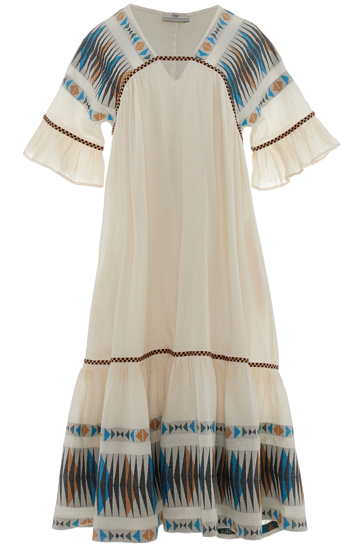 TRILOGY MIDI DRESS BLUE-CAMEL 1