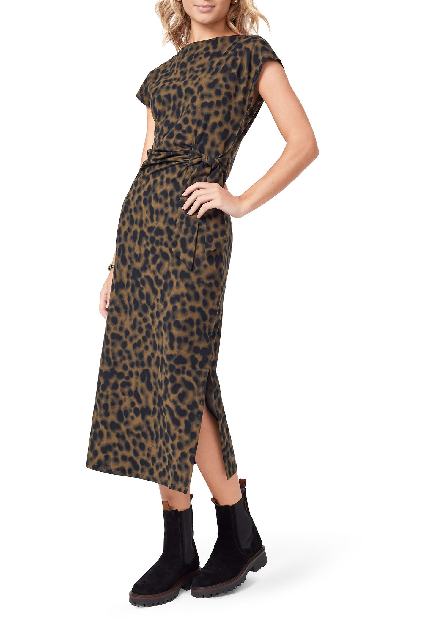 TIE FRONT DRESS MILITARY OLIVE ANIMAL 5