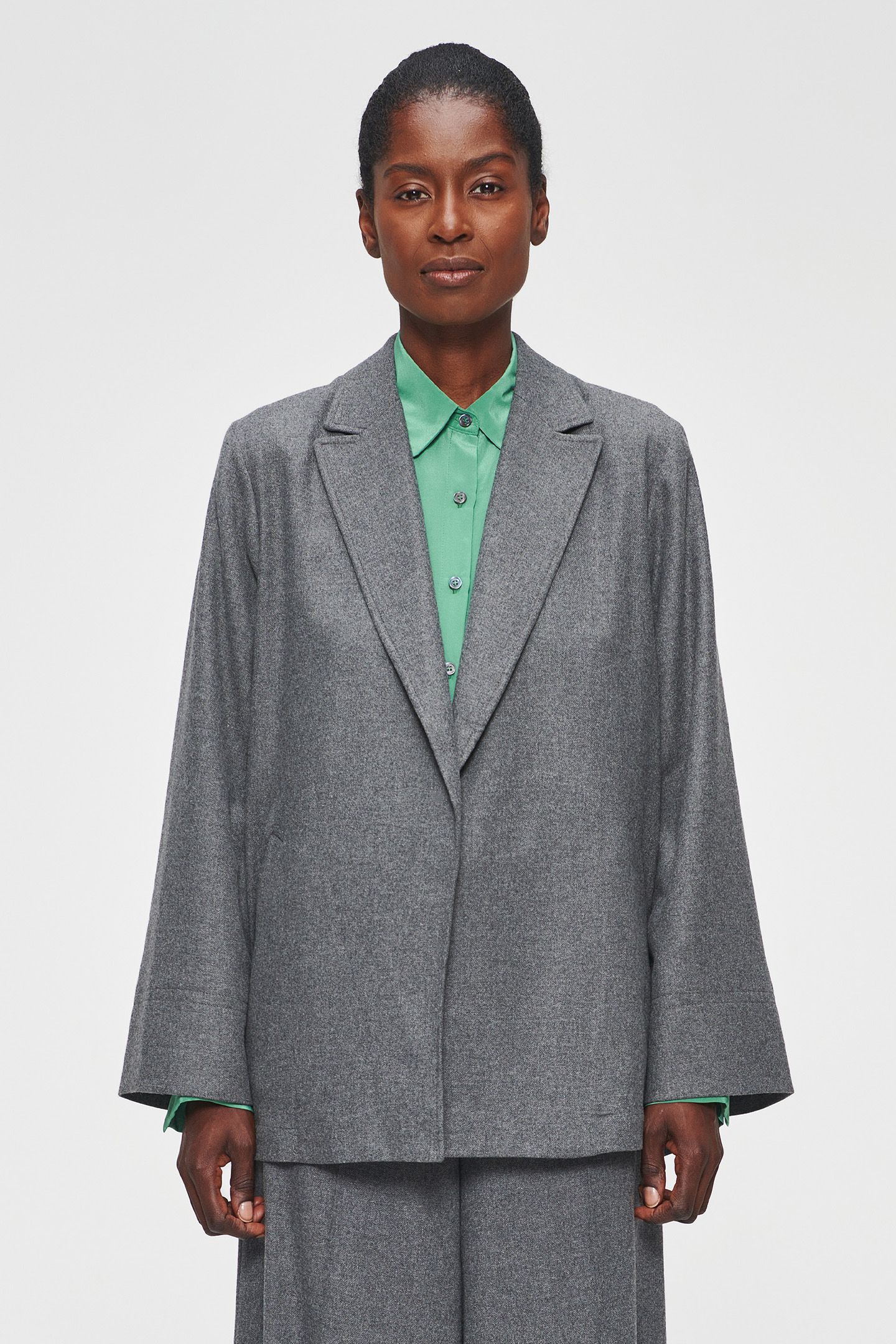 RELAXED FLANNEL JACKET STEEL GREY 3