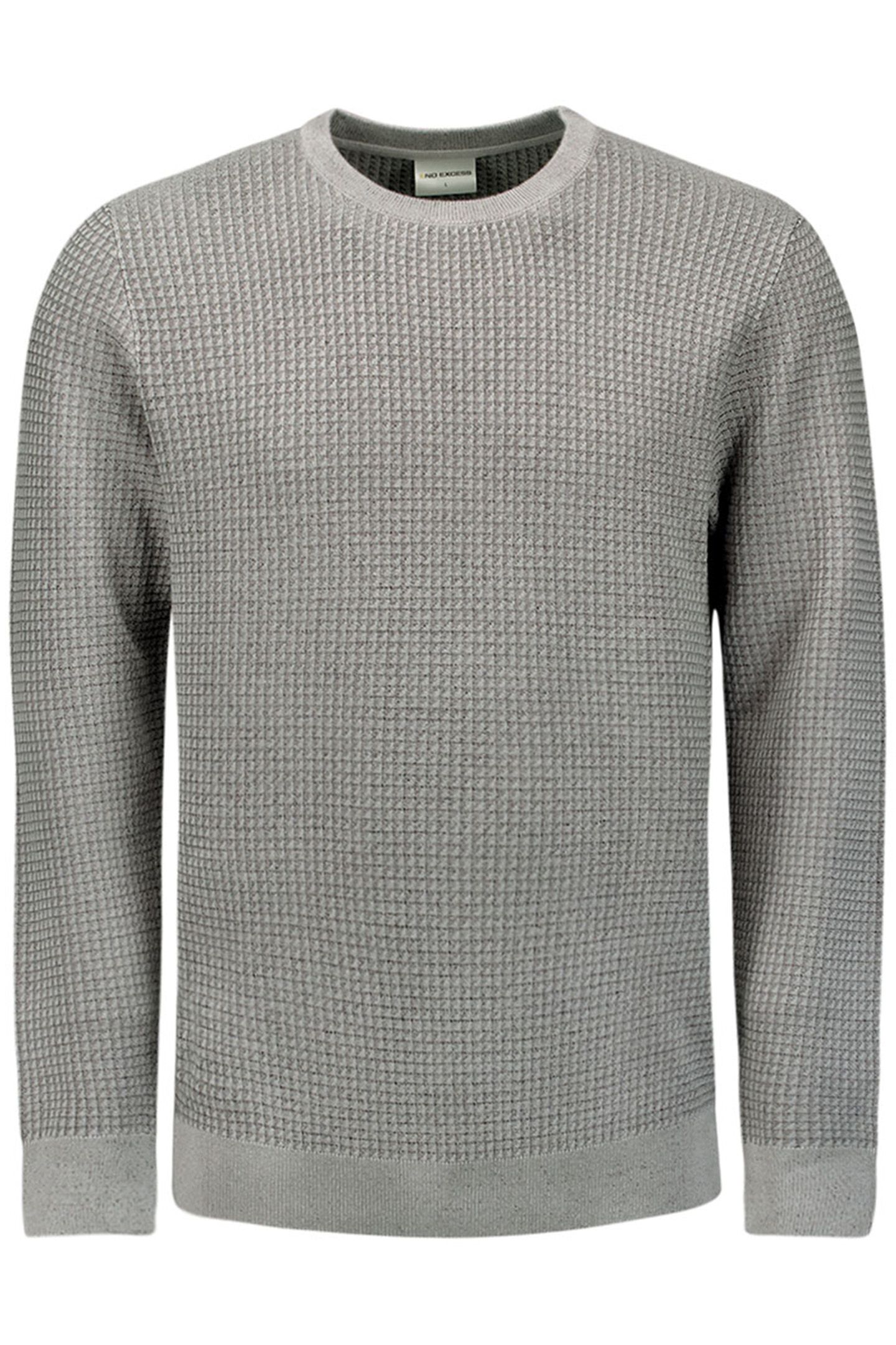 PULLOVER CREWNECK 2 COLOURED WAFFLE JACQUARD GREY 4