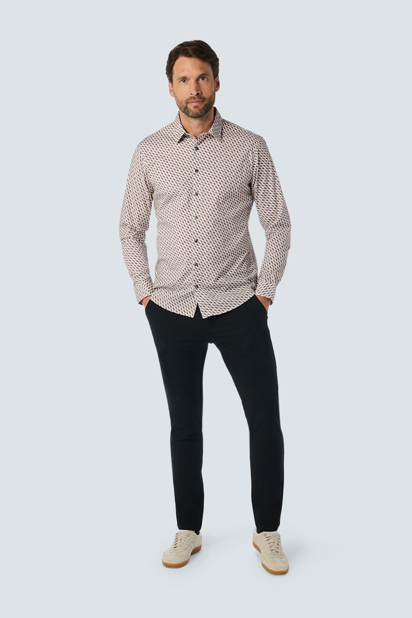 SHIRT STRETCH ALLOVER PRINTED AUBERGINE 3