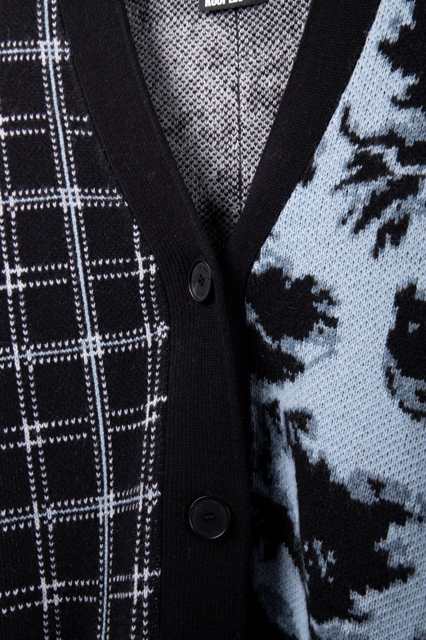 CARDIGAN PATCHWORK JACQUARD BLUE MELANGE/BLACK 4