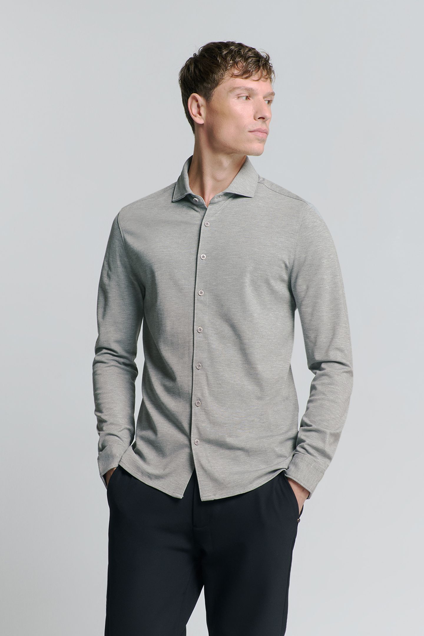 SHIRT JERSEY MELANGE STRETCH GREY MELANGE 1