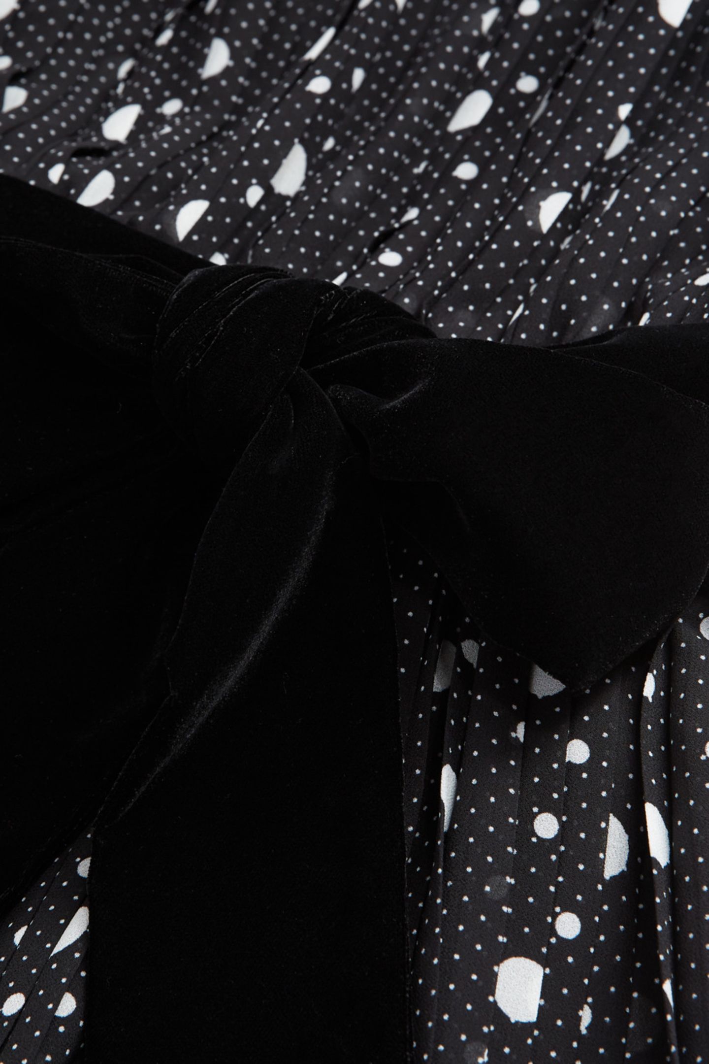 LONG PLEATED DRESS WITH POLKA DOTS BLACK-ECRU 5