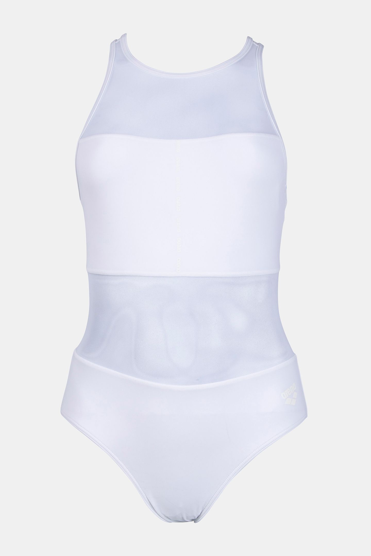 WOMEN'S ARENA MESH SWIMSUIT VENT BACK GR WHITE 4