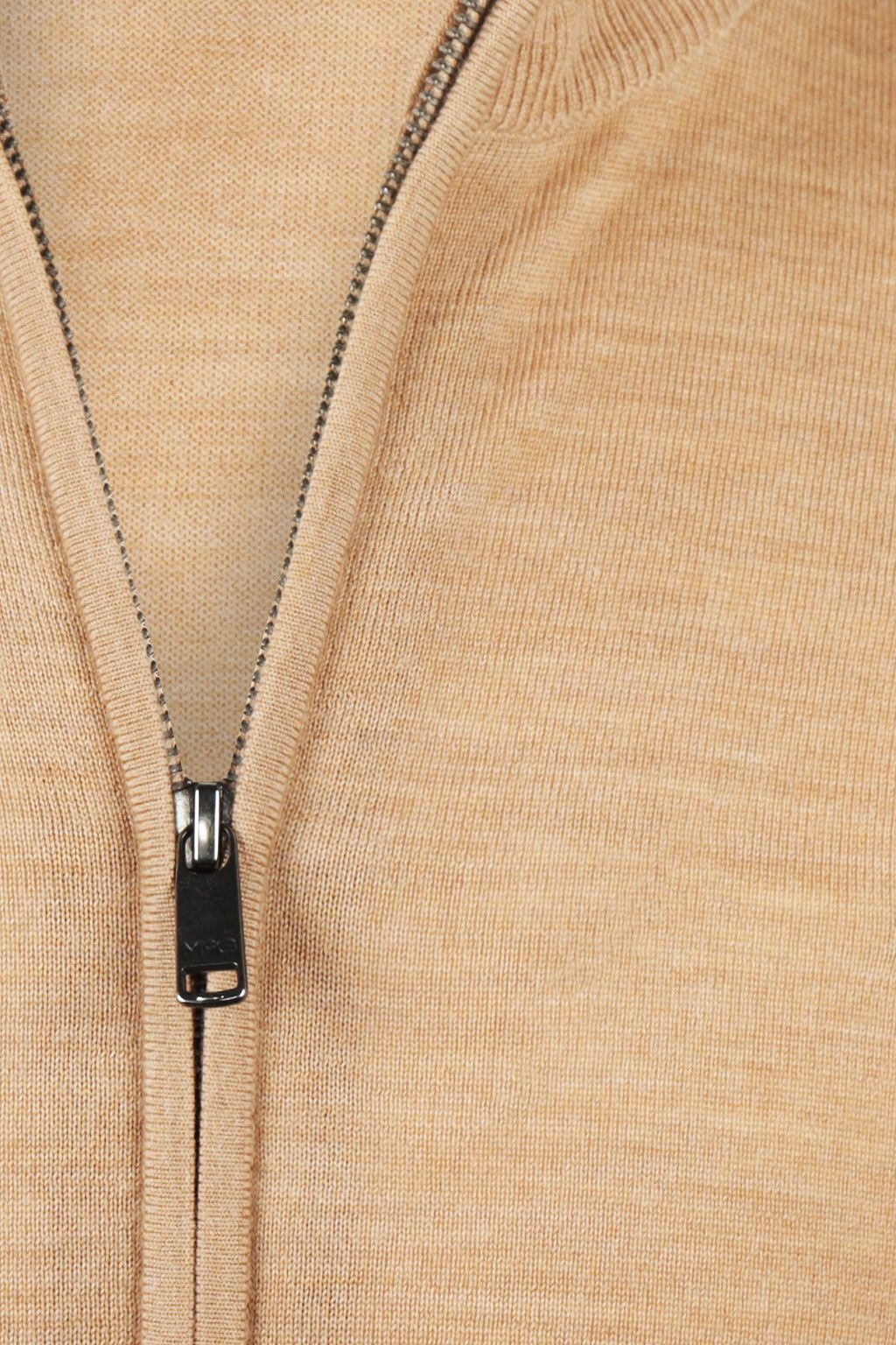 FINE MERINO ZIP THRU CARDIGAN CAMEL 3