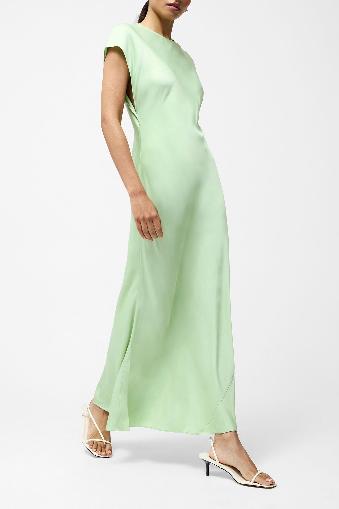ENNIS SATIN COLUMN SHAPE DRESS APPLE GREEN 3