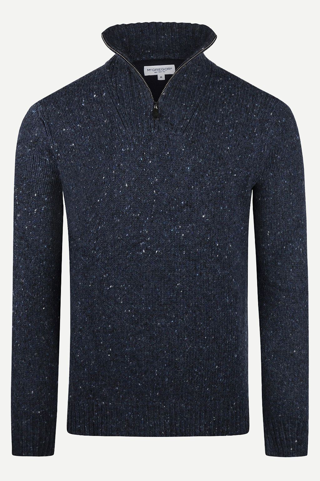 ZIP MOCK FISHERMANS SWEATER NAVY 1