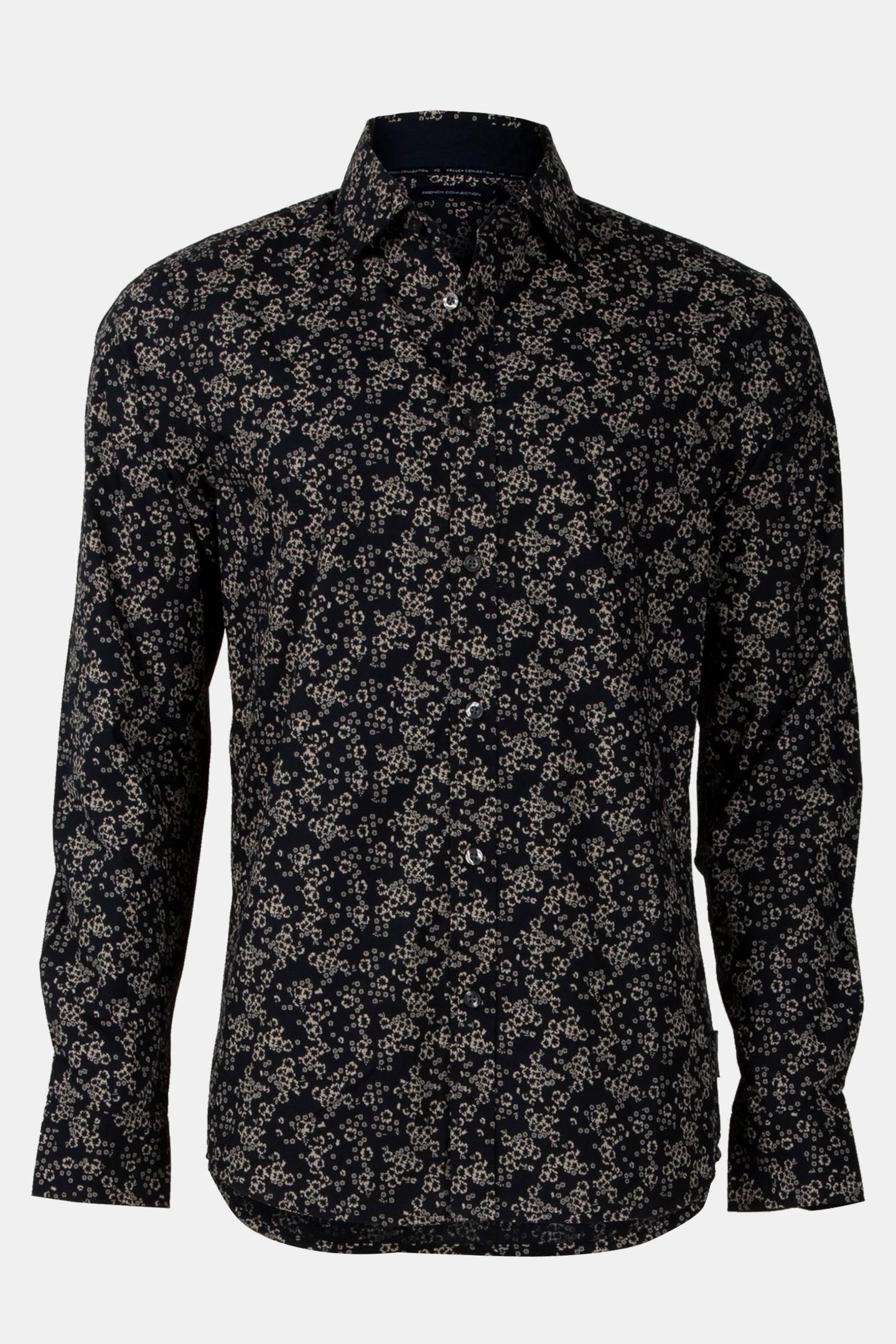 FLORAL CUT LONG SLEEVE SHIRT BLACK/STONE 4