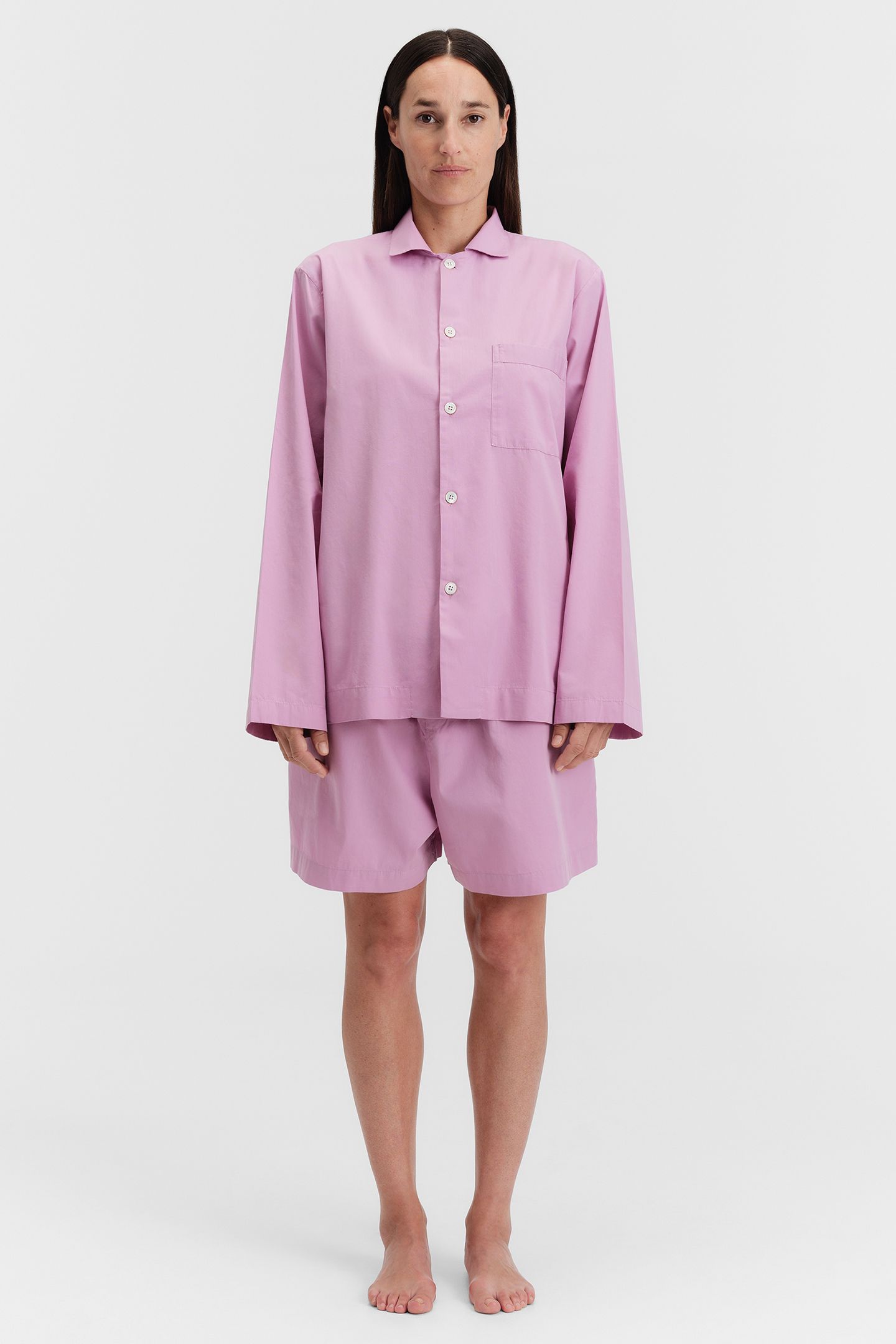 UNISEX POPLIN PYJAMAS SHORTS PURPLE PINK 2