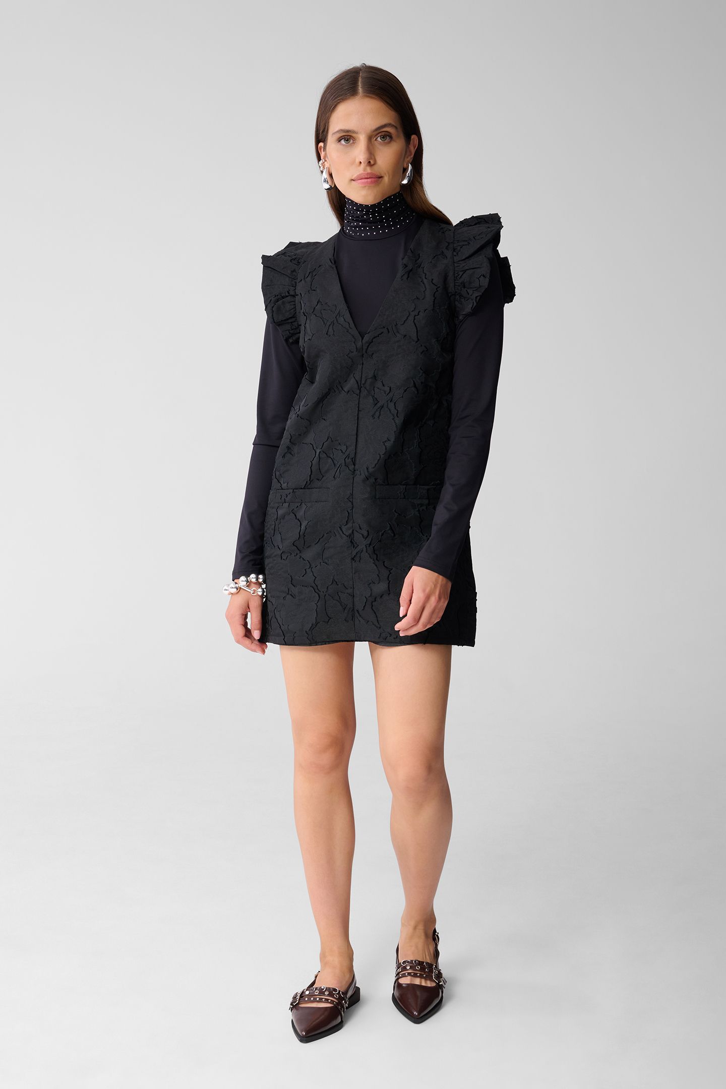 LA-SBSTUDIO JACQUARD SLEEVELESS DRESS BLACK 1