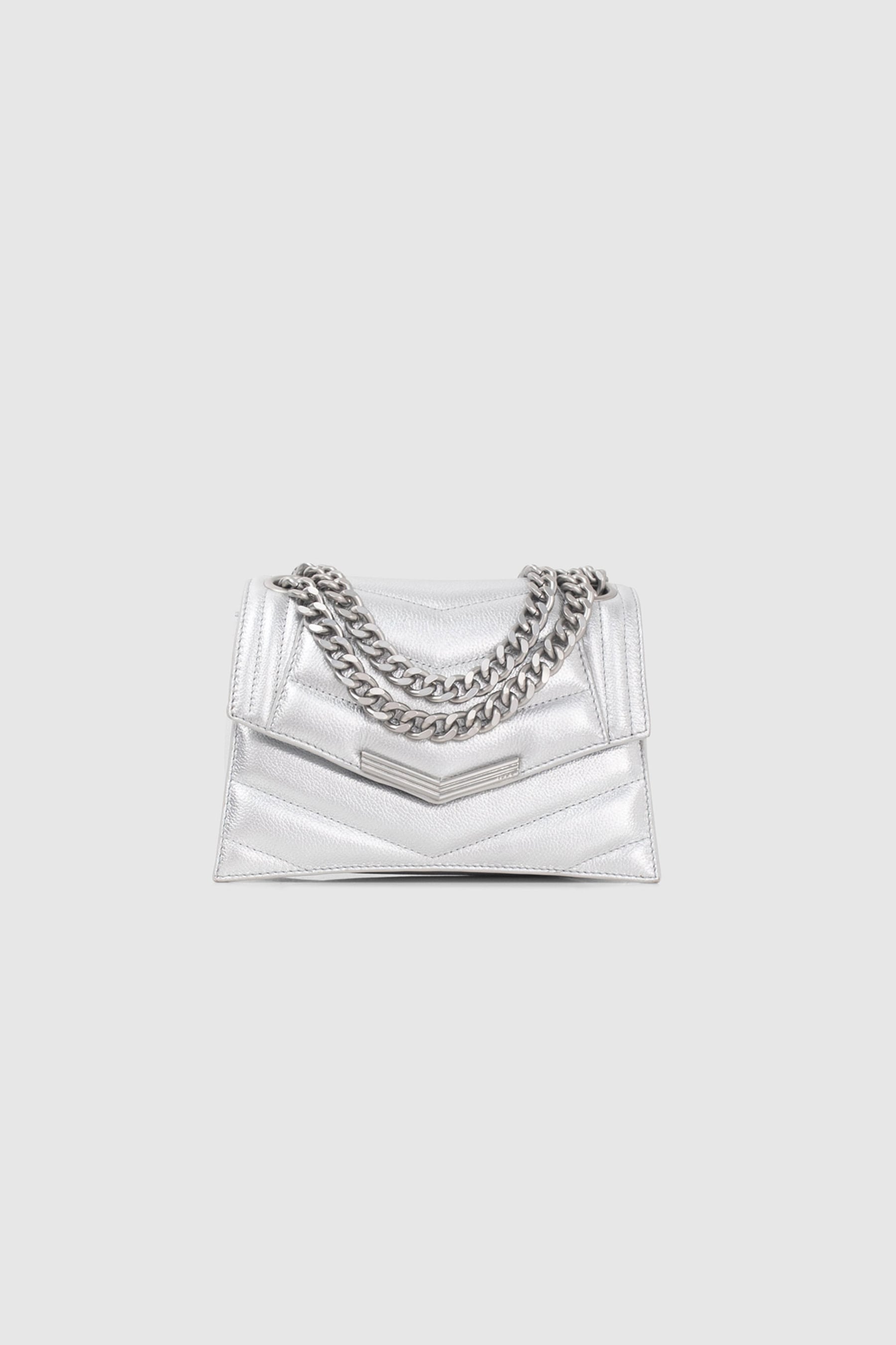 SILVER METALLIC LEATHER THE 1 GLITTER BAG SIZE S SILVER 2