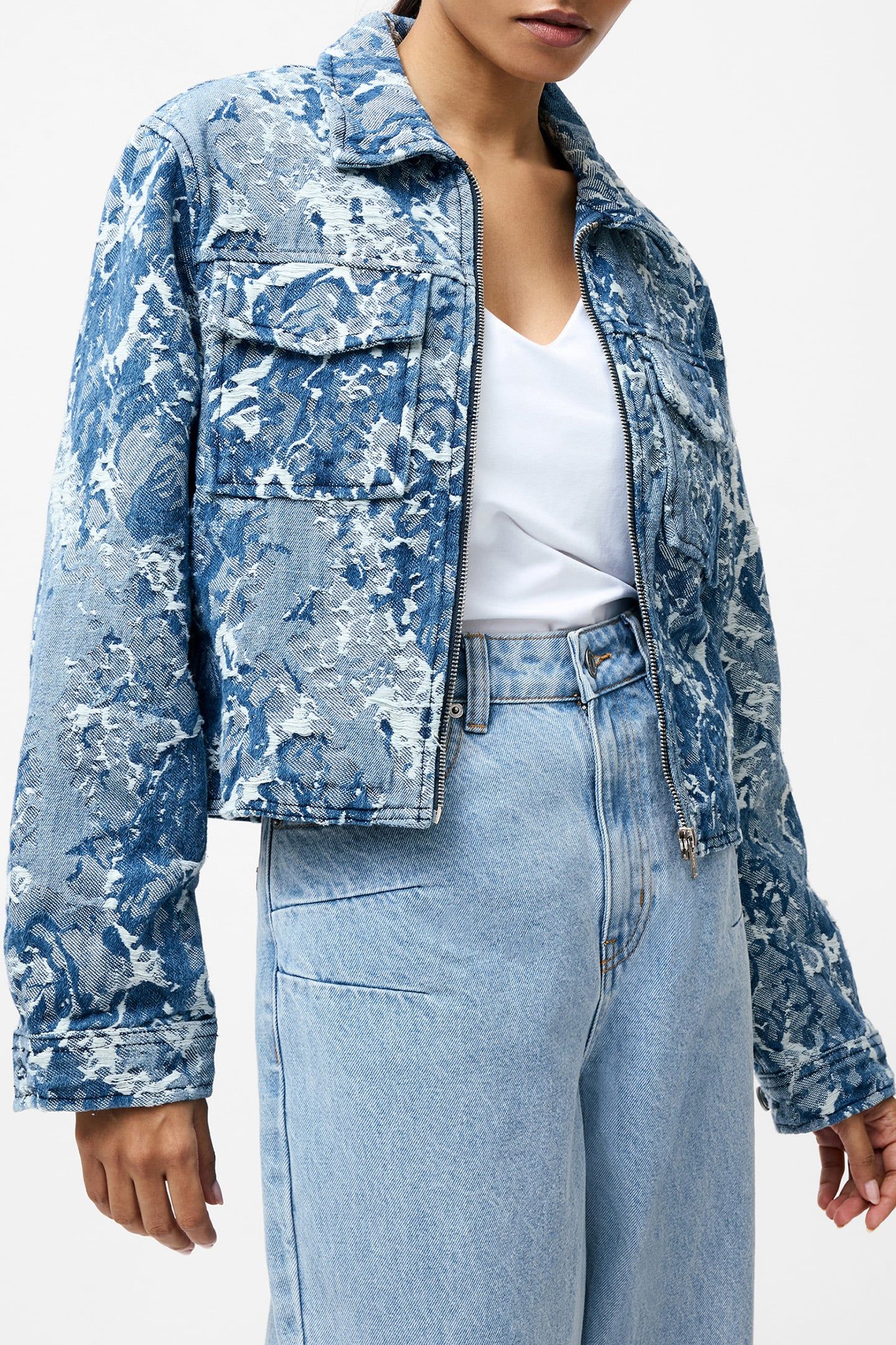 CHARLOTTE JACQUARD DENIM JACKE LIGHT WASH 1