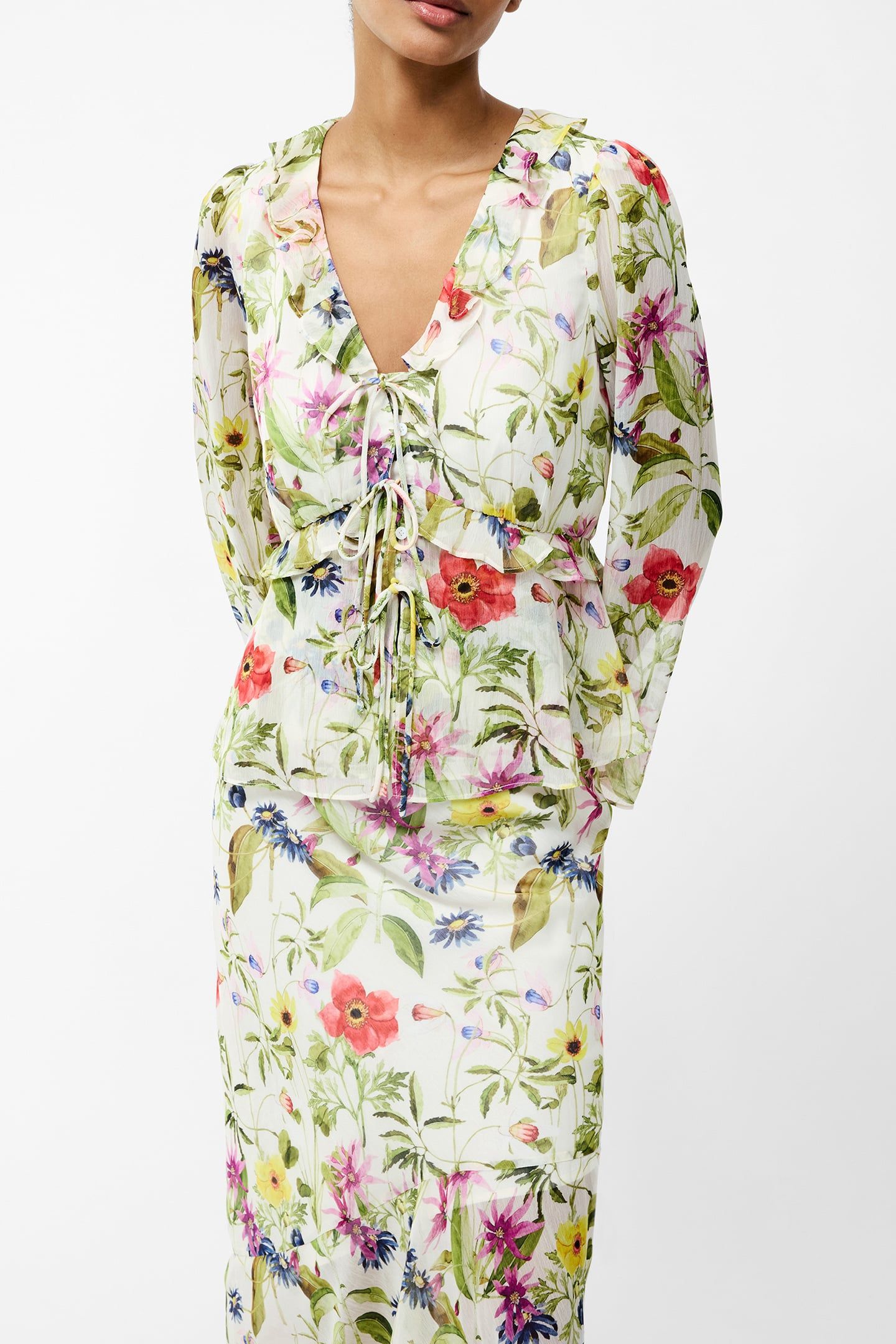 MONICA HALLIE CRINKLE BLOUSE WHITE MULTI 1