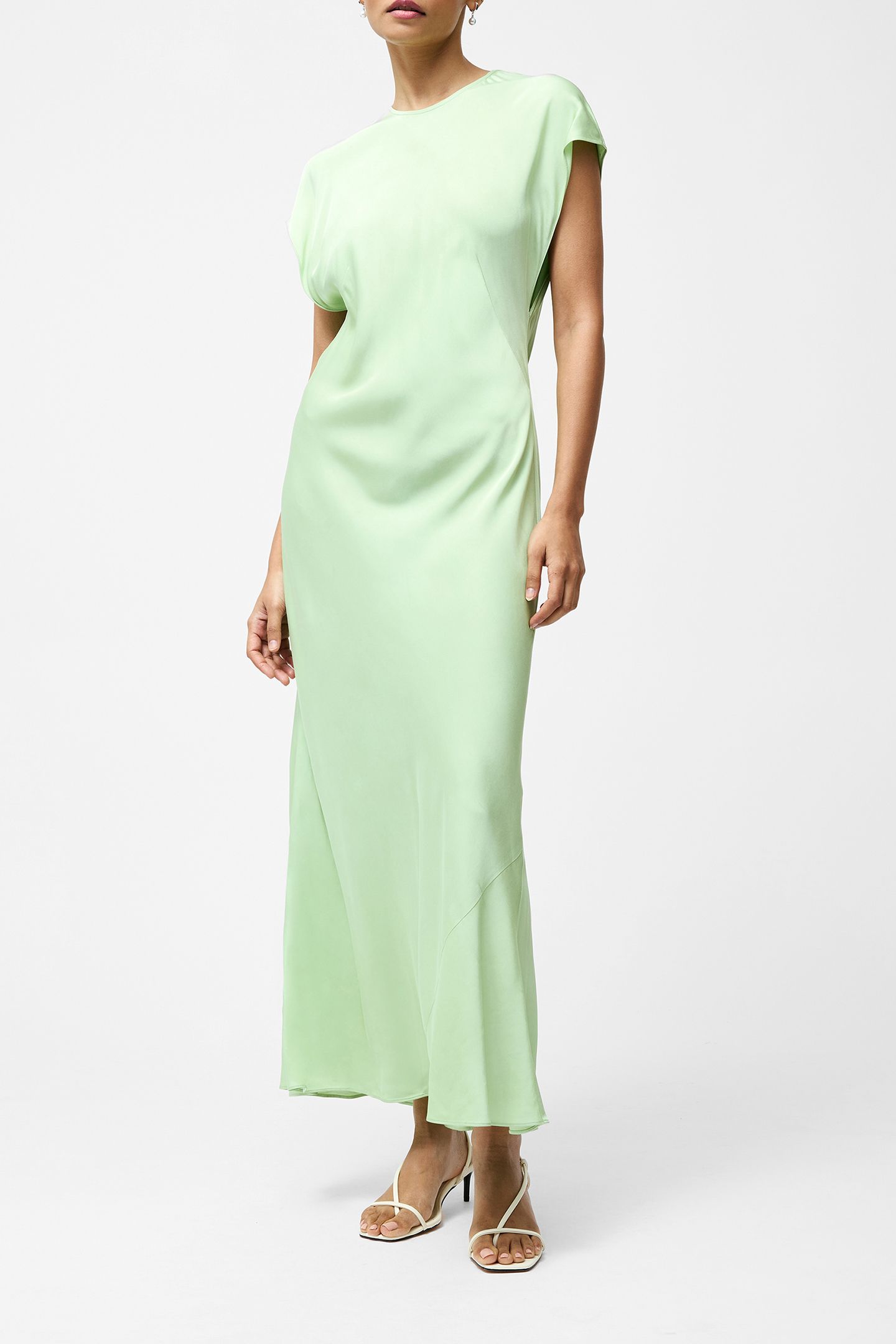 ENNIS SATIN COLUMN SHAPE DRESS APPLE GREEN 1