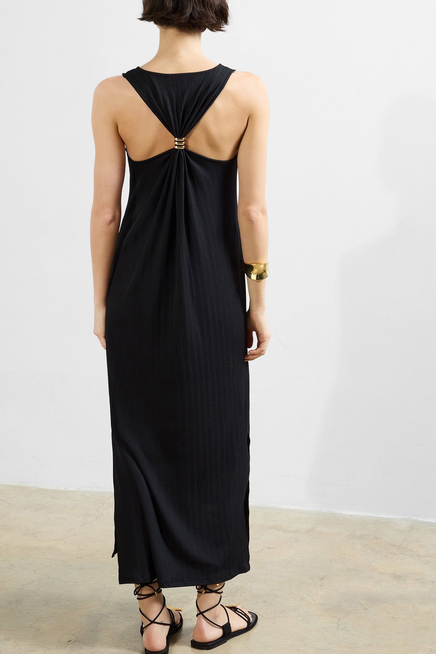 MIA TEXTURED JERSEY LONG DRESS BLACK 2