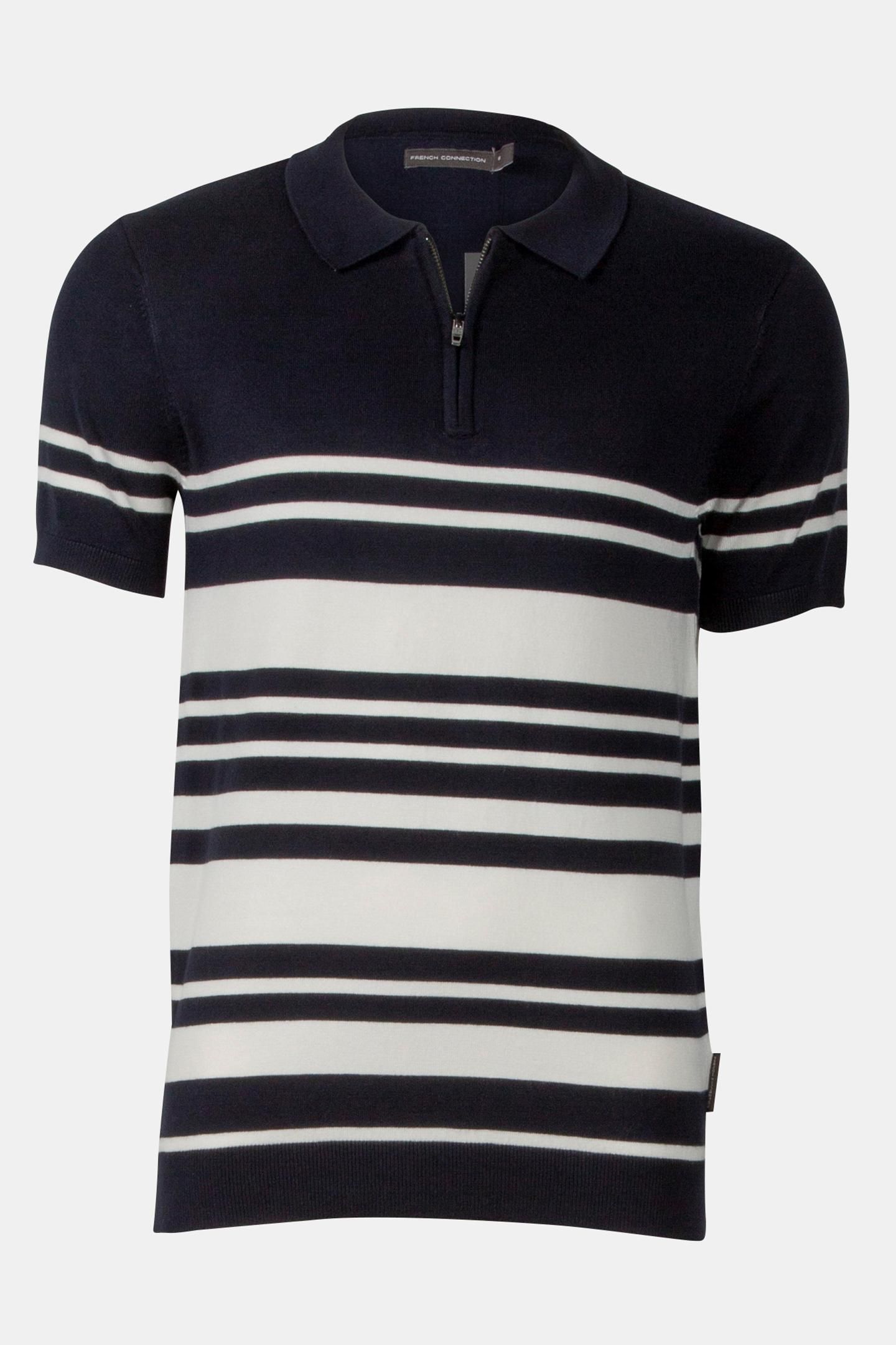 LUX STRIPE POLO SHORT SLEEVE MARINE/ECRU 4