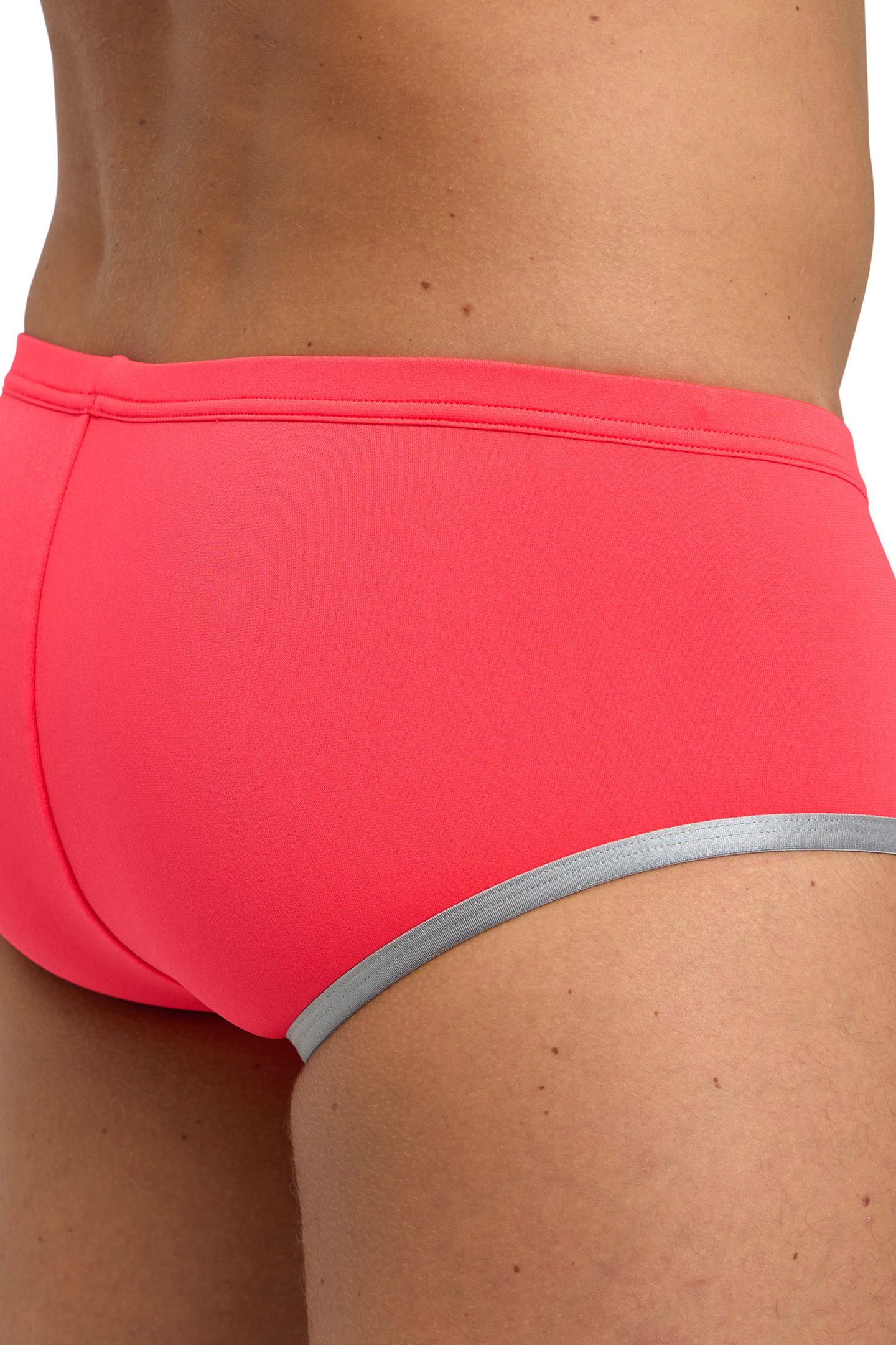 MEN'S ARENA ONE 12CM SWIM BRIEFS BIG LOG FLUO RED SILVER 5