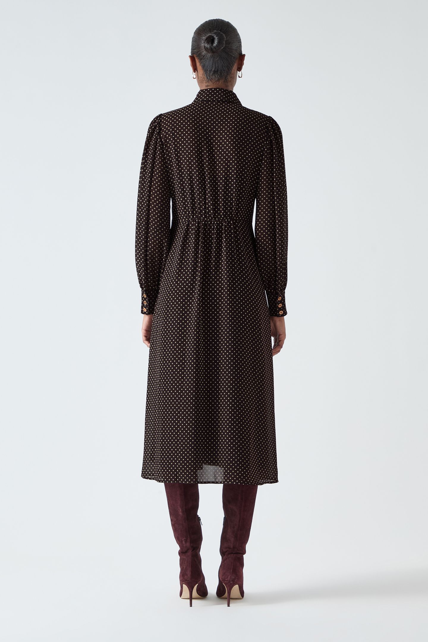 DR CODY POLKA DOT DRESS BROWN 2