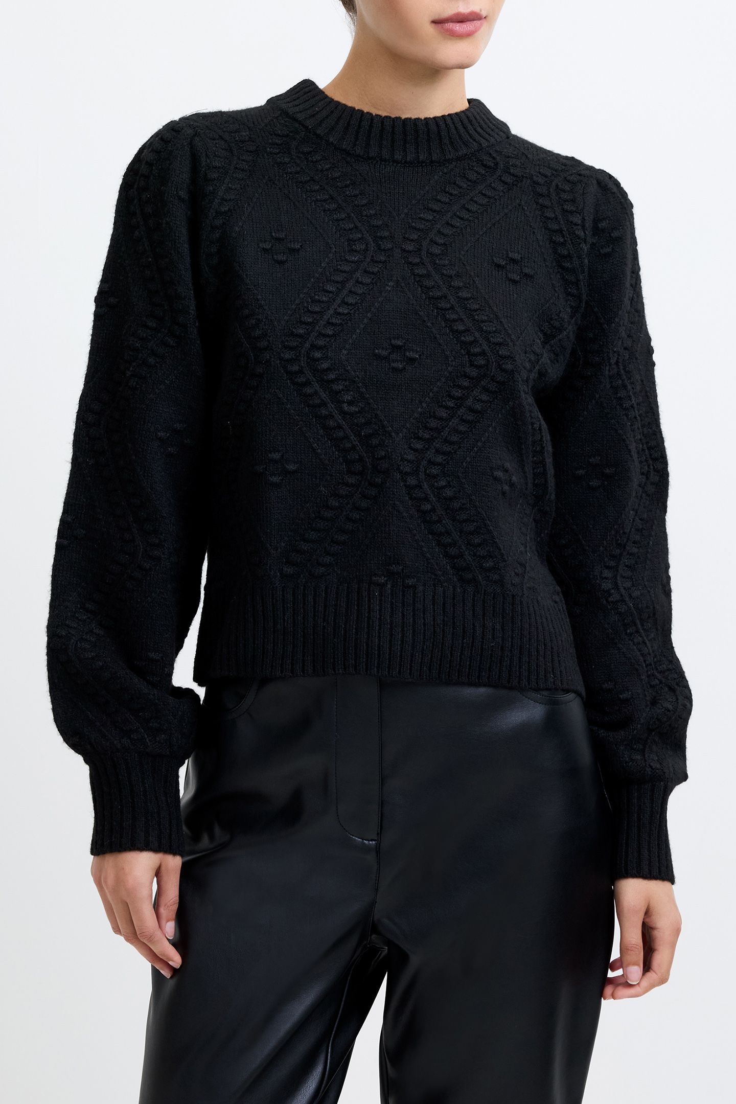 BOBBLE BOW JUMPER BLACKOUT/WHITE BOW 1