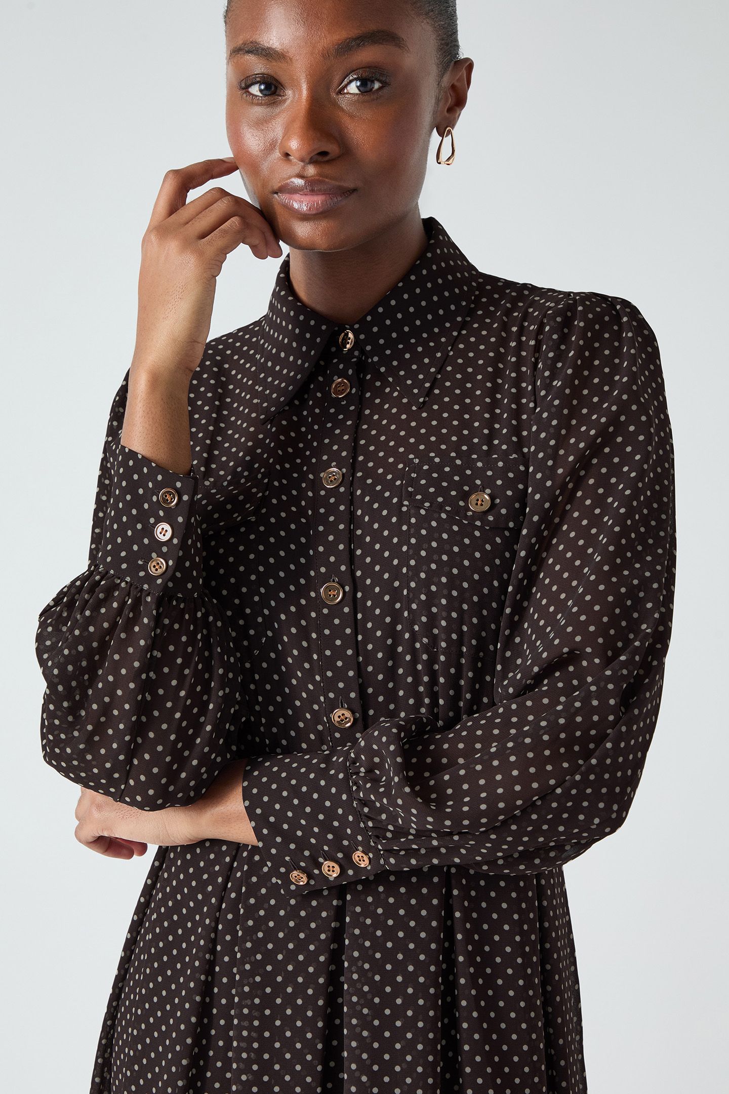 DR CODY POLKA DOT DRESS BROWN 4