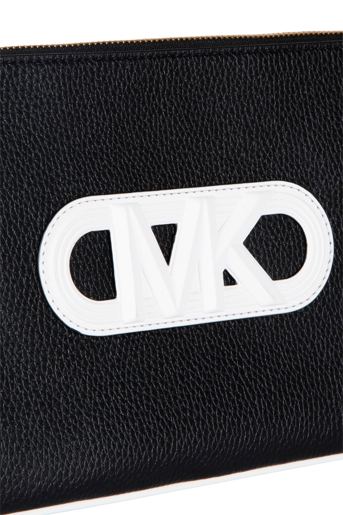 LEATHER TOP ZIP WRISTLET IN BLACK AND WHITE 5