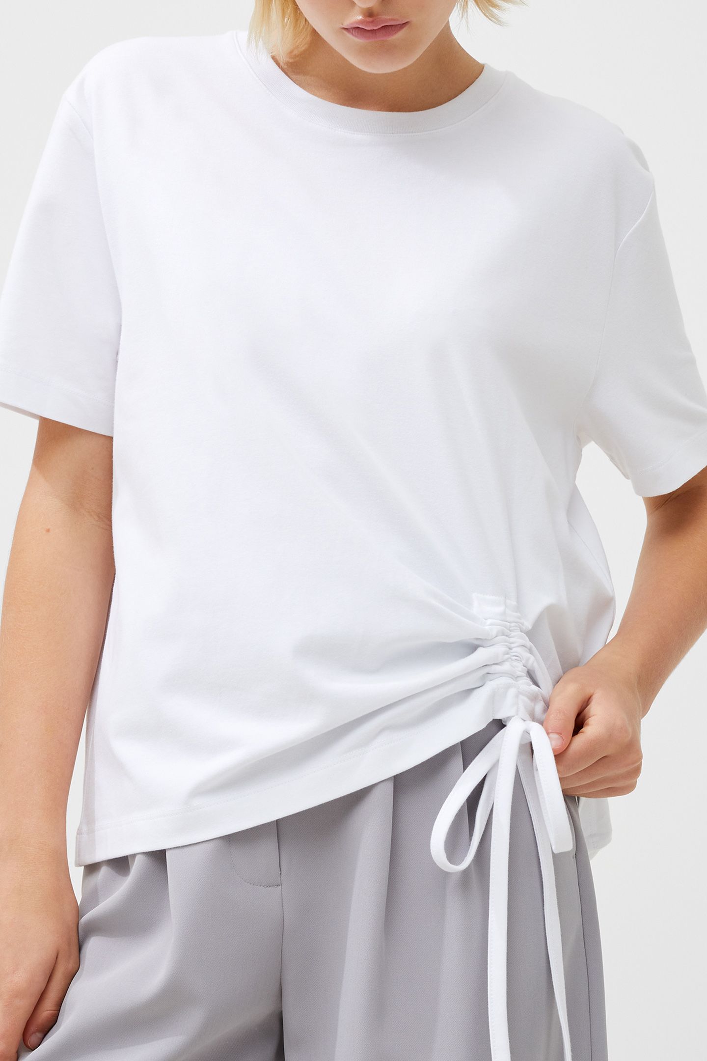 RALLIE COTTON ROUCHED T-SHIRT LINEN WHITE 4
