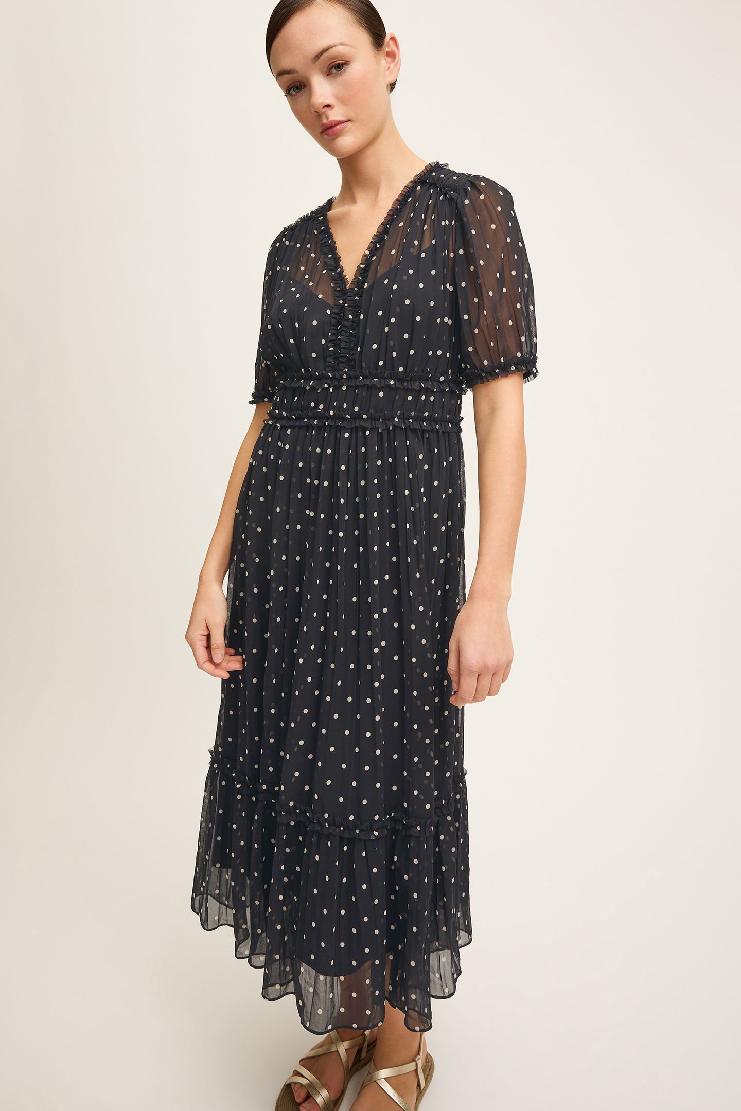 DR GIGI POLKADOT DRESS BLACK 1