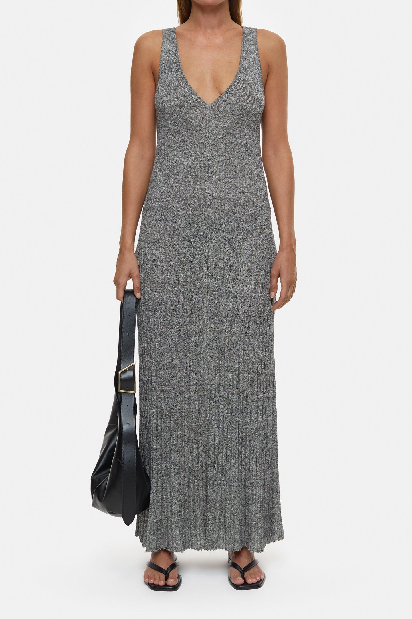 STRAP RIB DRESS BLACK 1