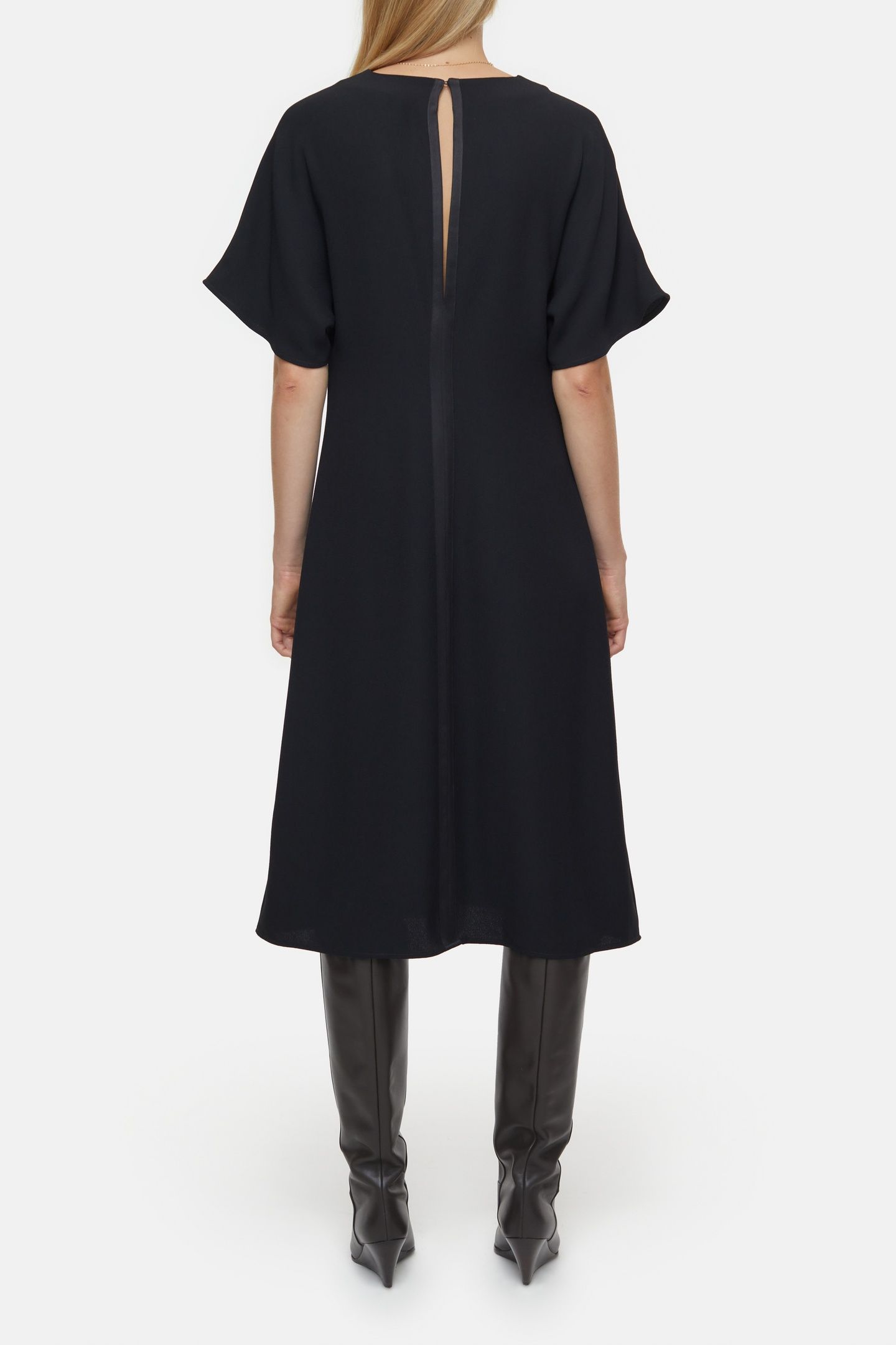 MIDI LENGTH SLEEVE DRESS BLACK 2