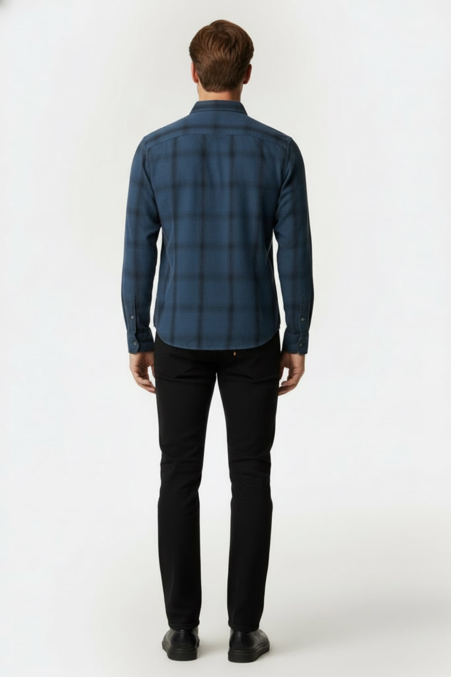 GUESS ECO LS SUNSET SHIRT NAVY FADED CHECK 2