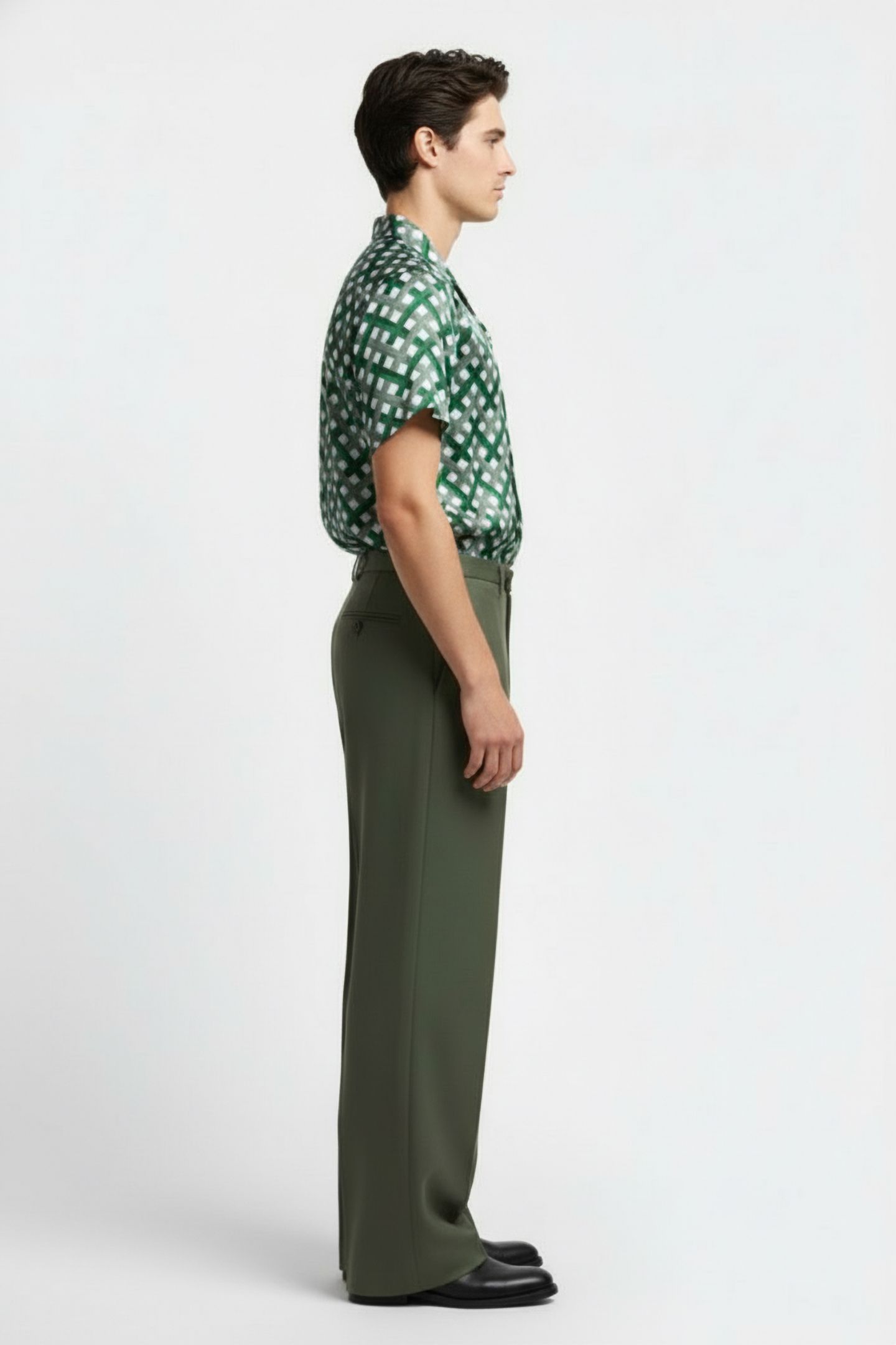 PRINTED CUBAN COLLAR CASUAL SHIRT GREEN 3