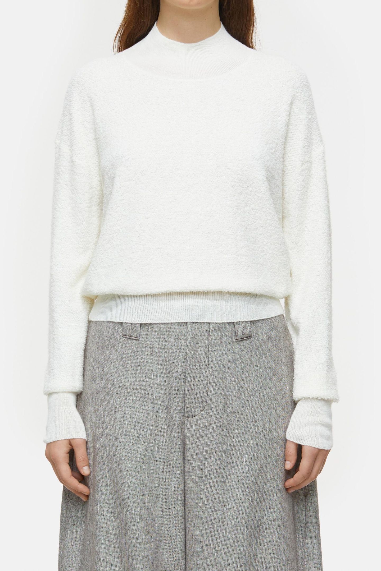 CROPPED MOCK NECK KNITS IVORY 2