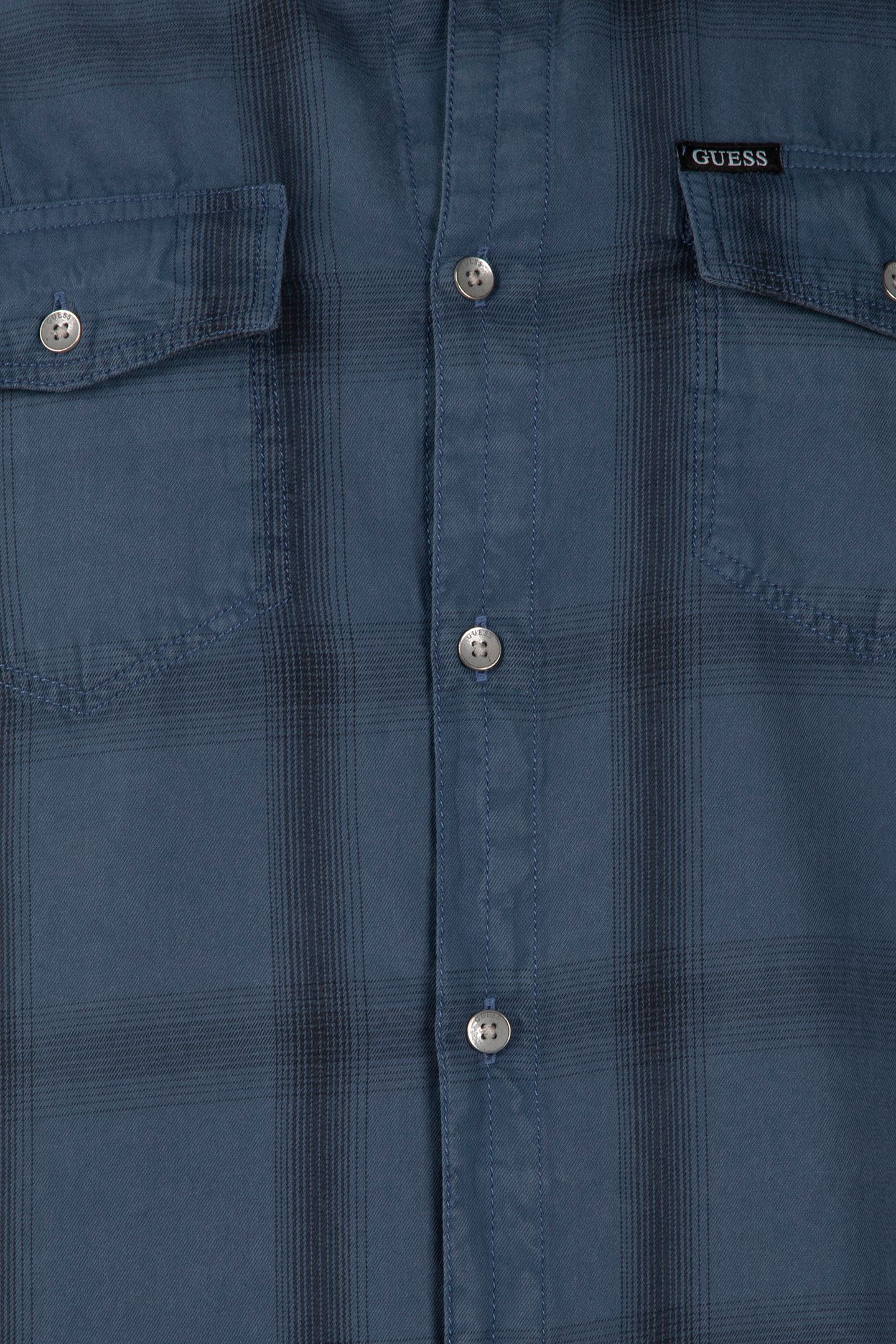 GUESS ECO LS SUNSET SHIRT NAVY FADED CHECK 4