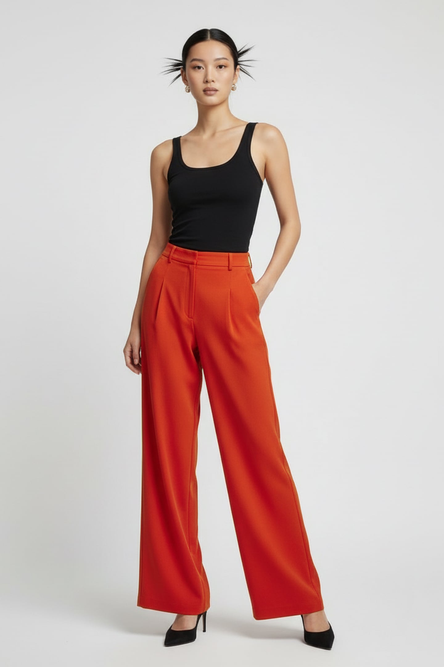 TR SYKES WIDE LEG TROUSER BRIGHT ORANGE 2
