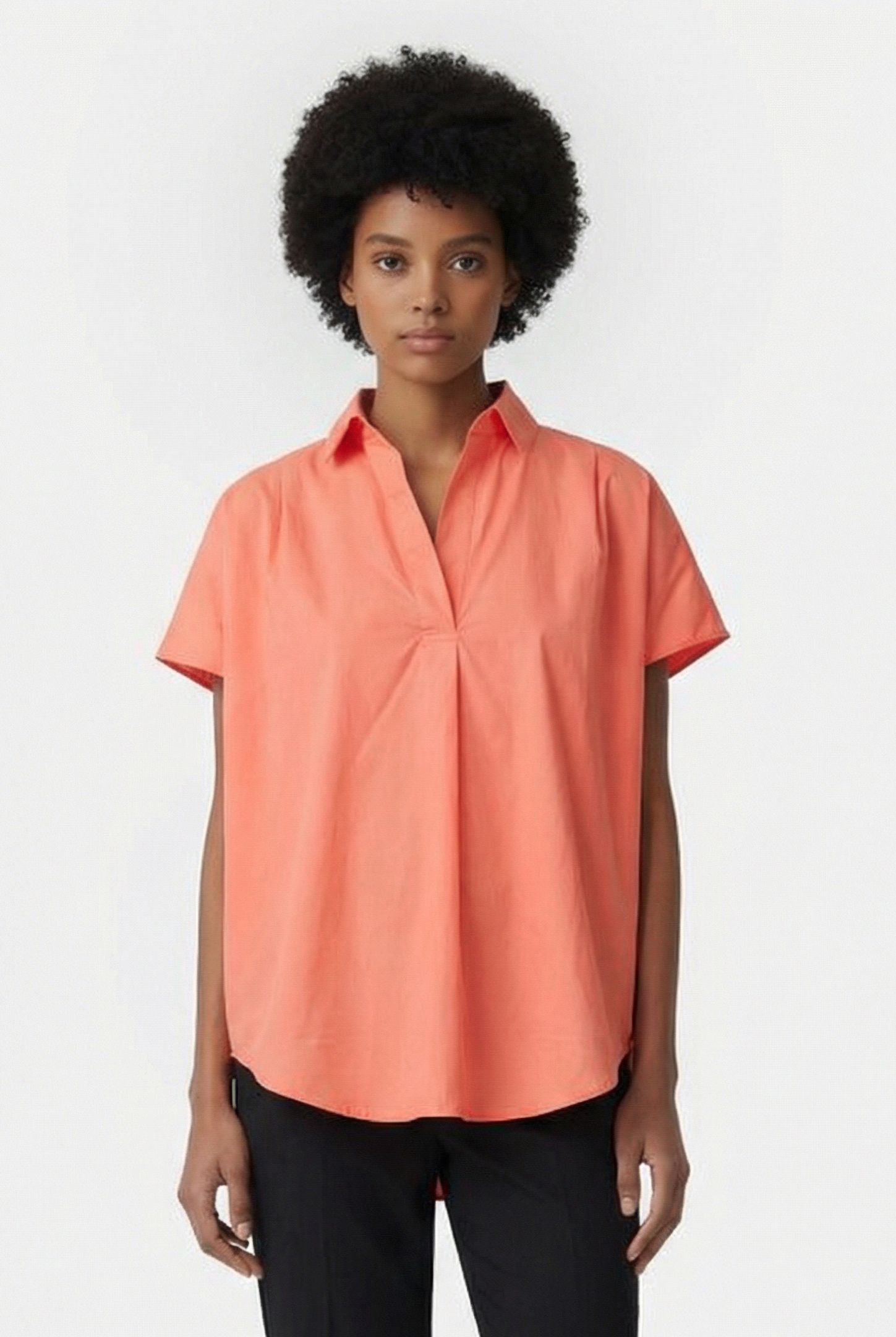 CELE RHODES POPLIN SLVLSS SHRT CORAL 1