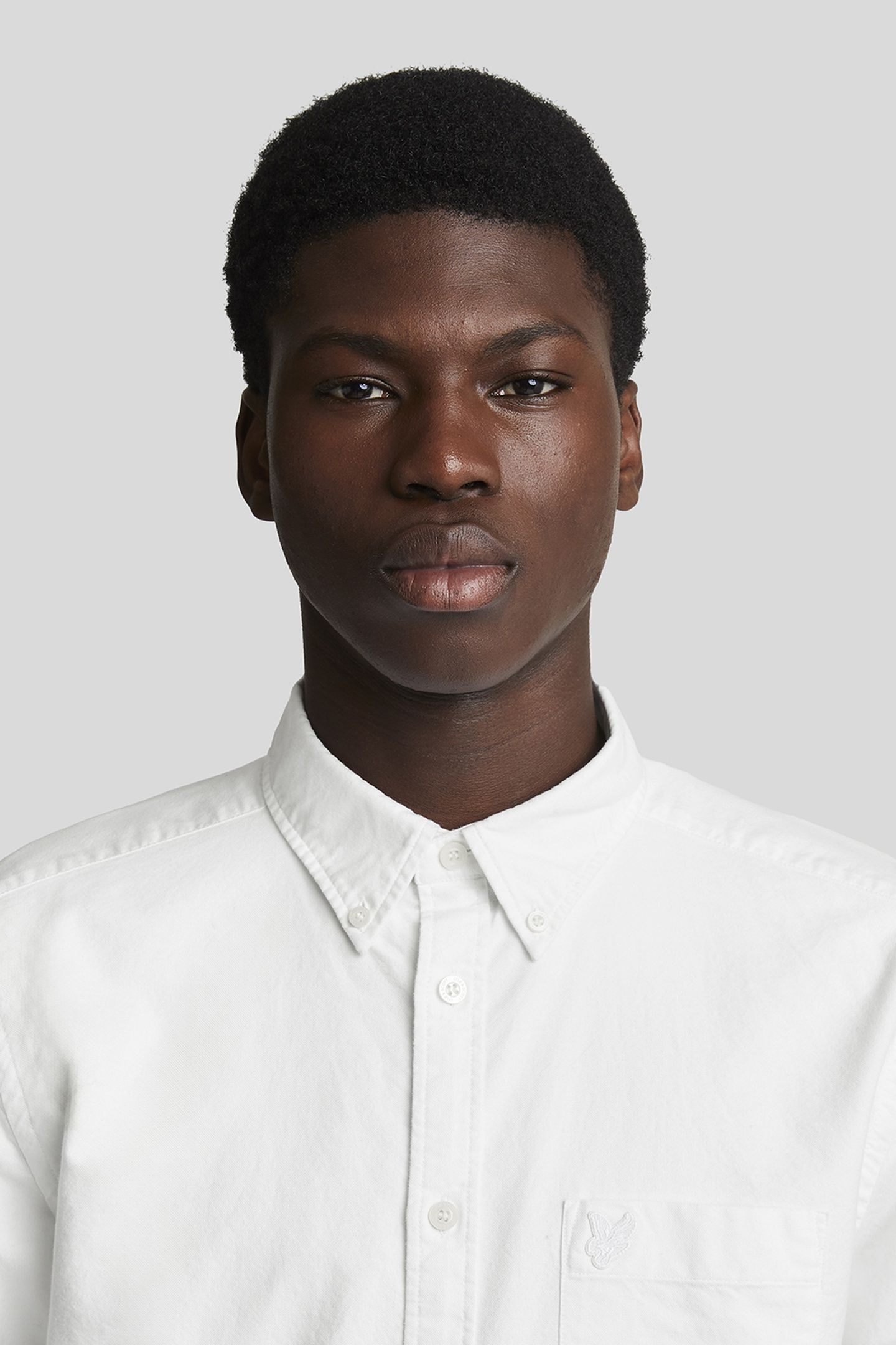 TONAL EAGLE PLAIN OXFORD SHIRT WHITE 1