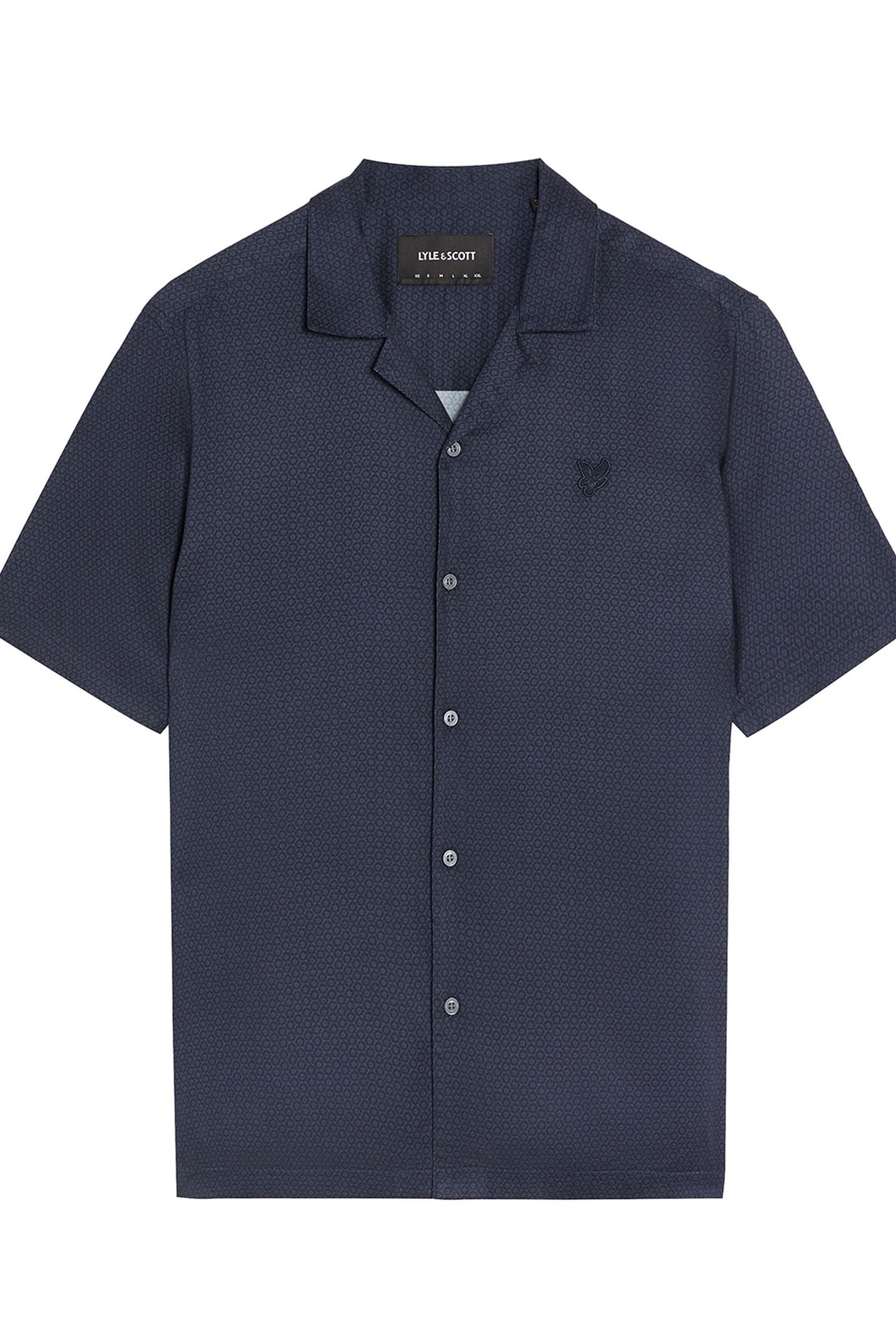 GEO MOTIF PRINTED REVERE SHIRT DARK NAVY 4