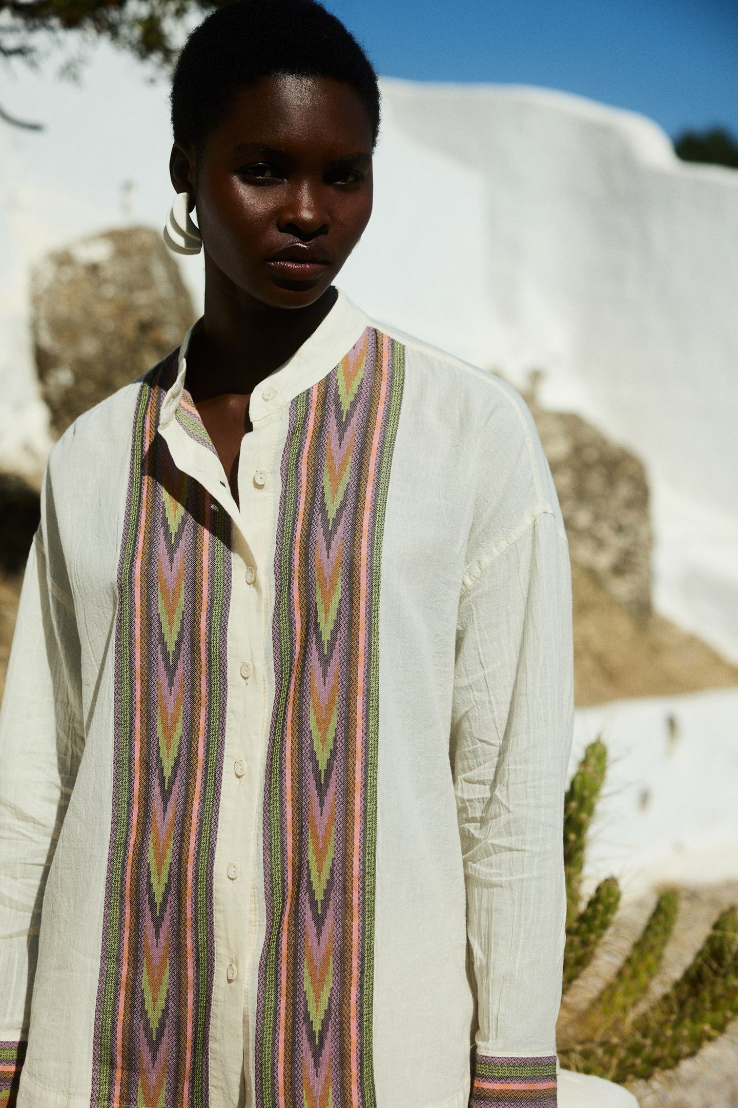 THEORY SHIRT JACQUARD PINK GREEN 2