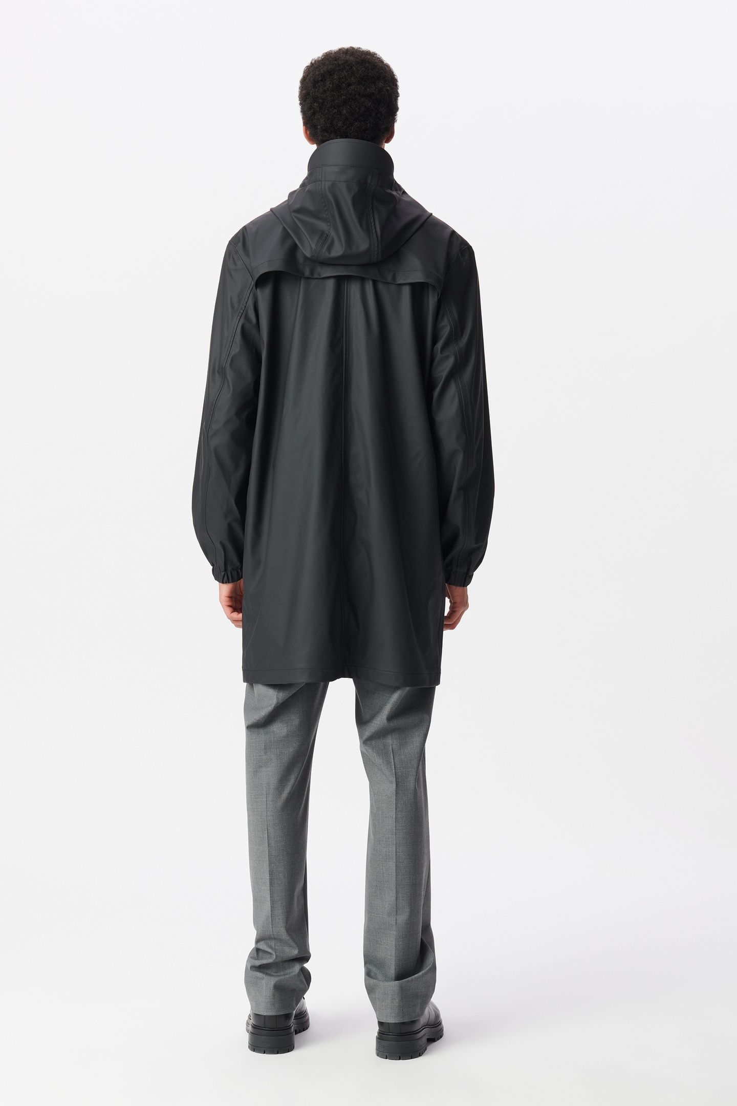 BLACK RUBBER NYLON HOODED PARKA 4
