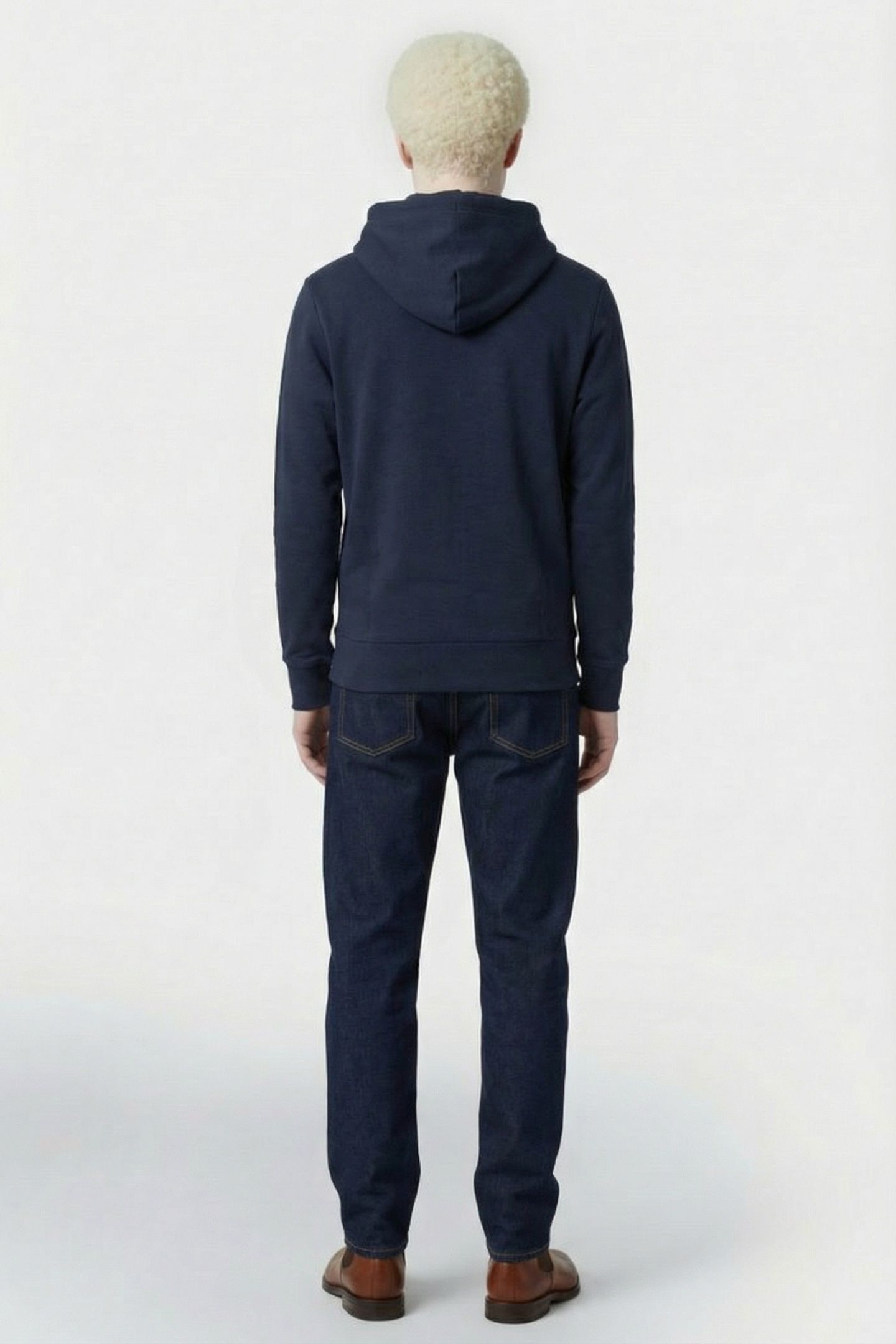 DIAGONAL WEAVE FRENCH TERRY HOODIE MIDNIGHT NAVY 2