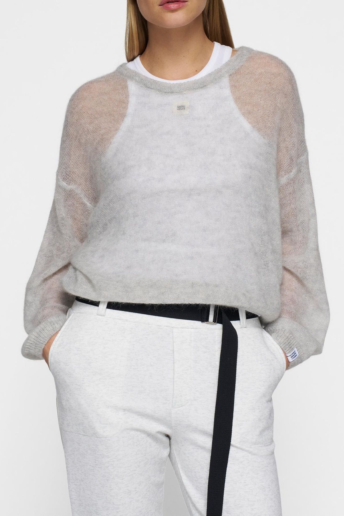 BELTED PANTS NEOPRENE WHITE MELEE 2