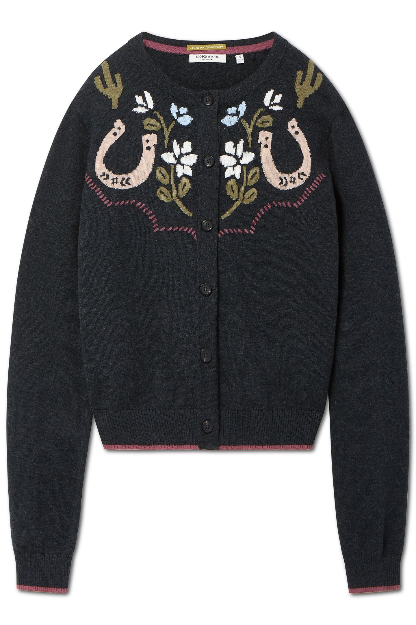 CREW NECK CARDIGAN CHARCOAL GREY HEATHER 5