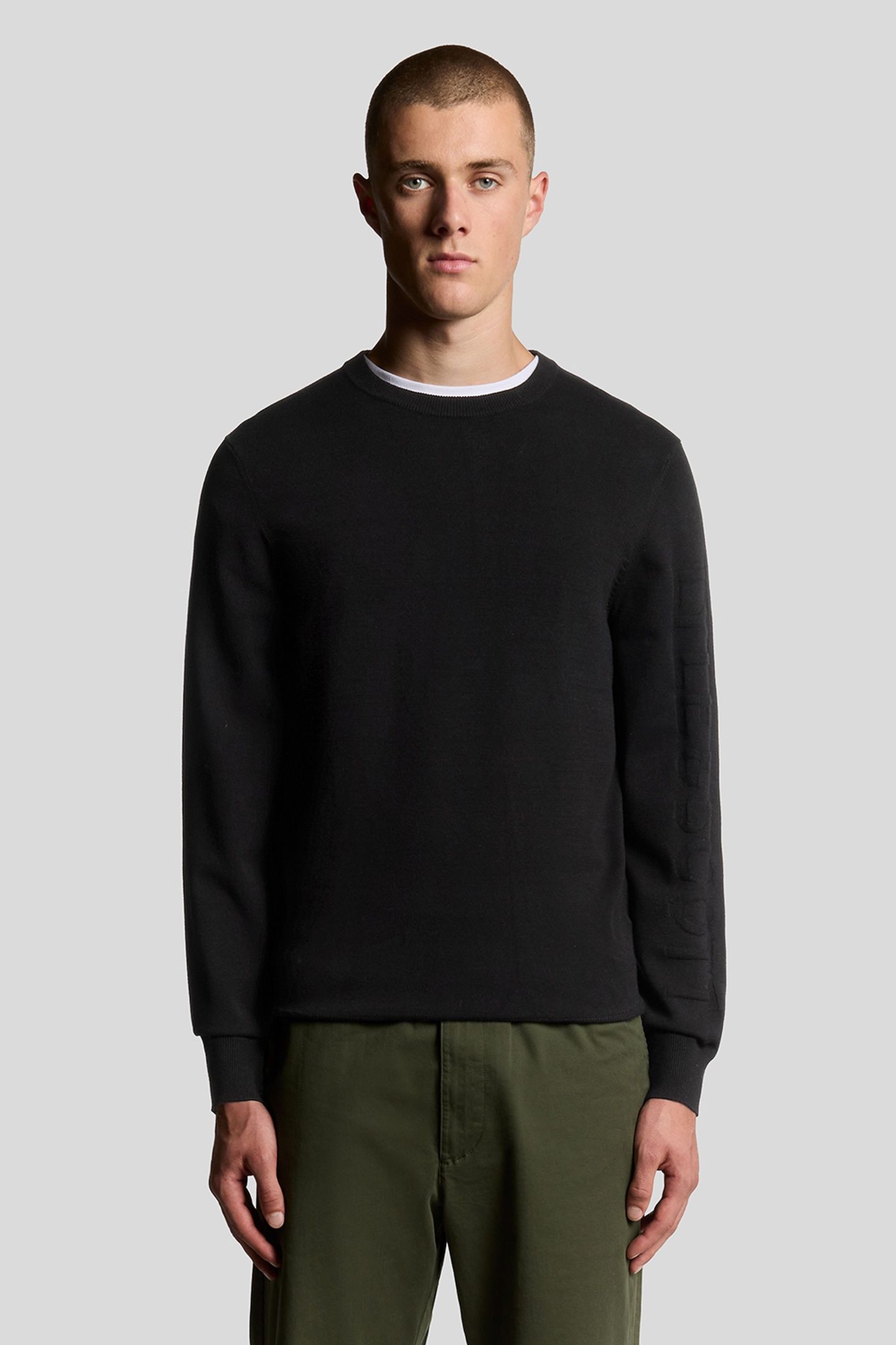 MESH LOGO CREW NECK JUMPER JET BLACK 1