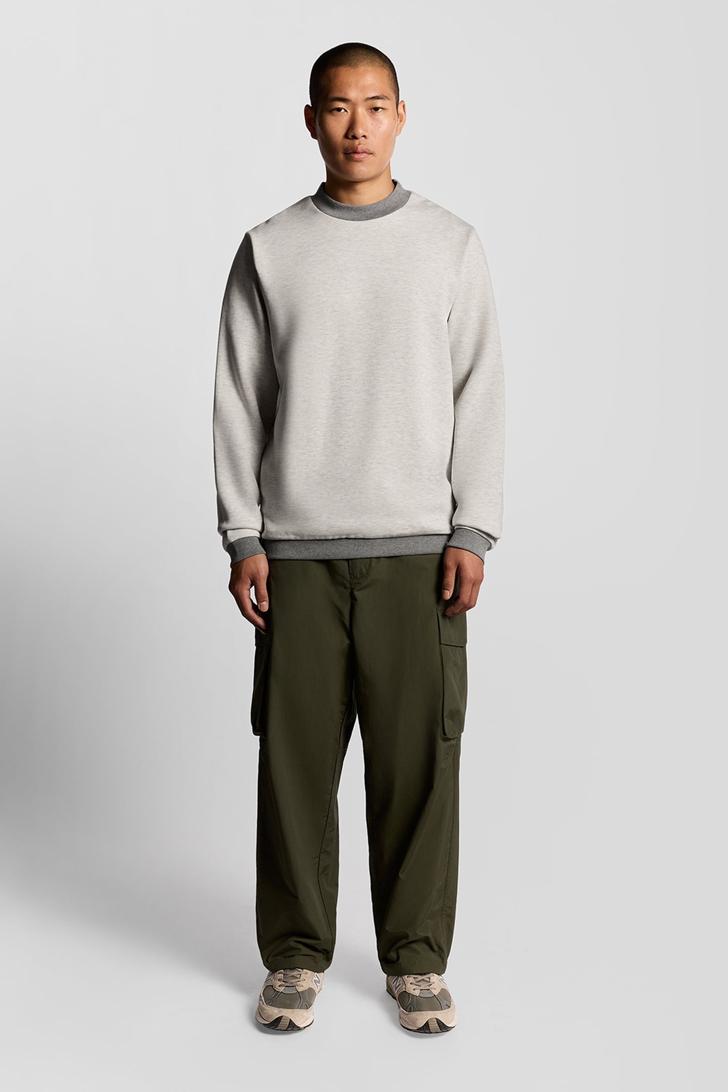 HALF RAGLAN CREW NECK SWEATSHIRT LIGHT GREY MARL 2