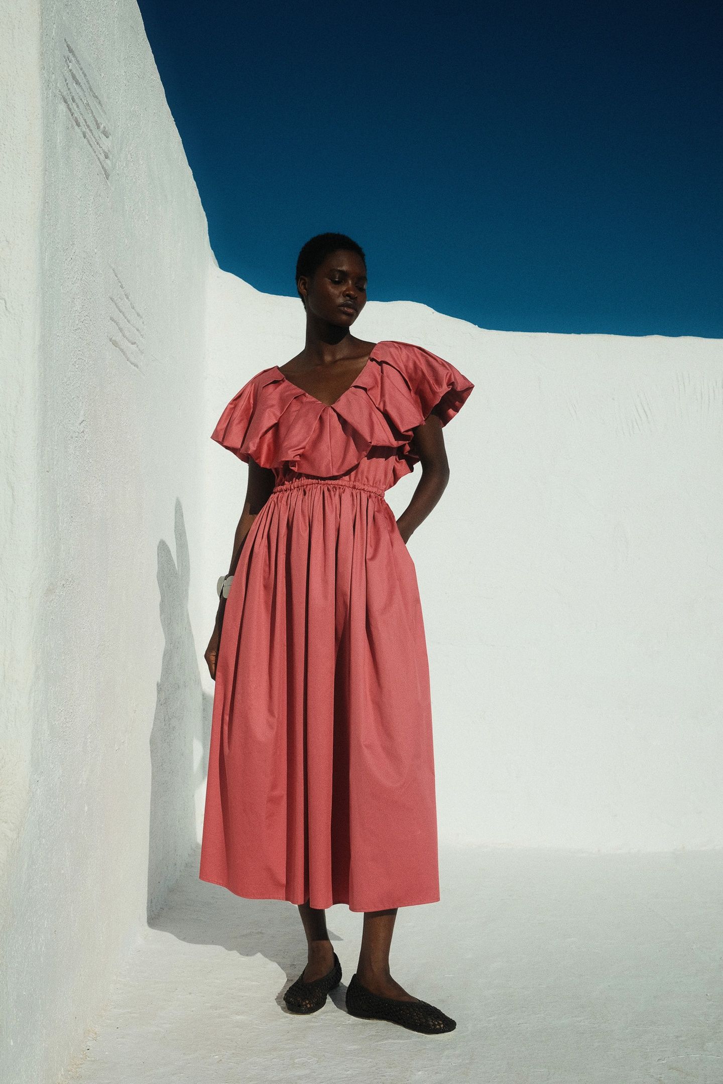 DEOS LONG DRESS POPLIN ROSEWINE 1
