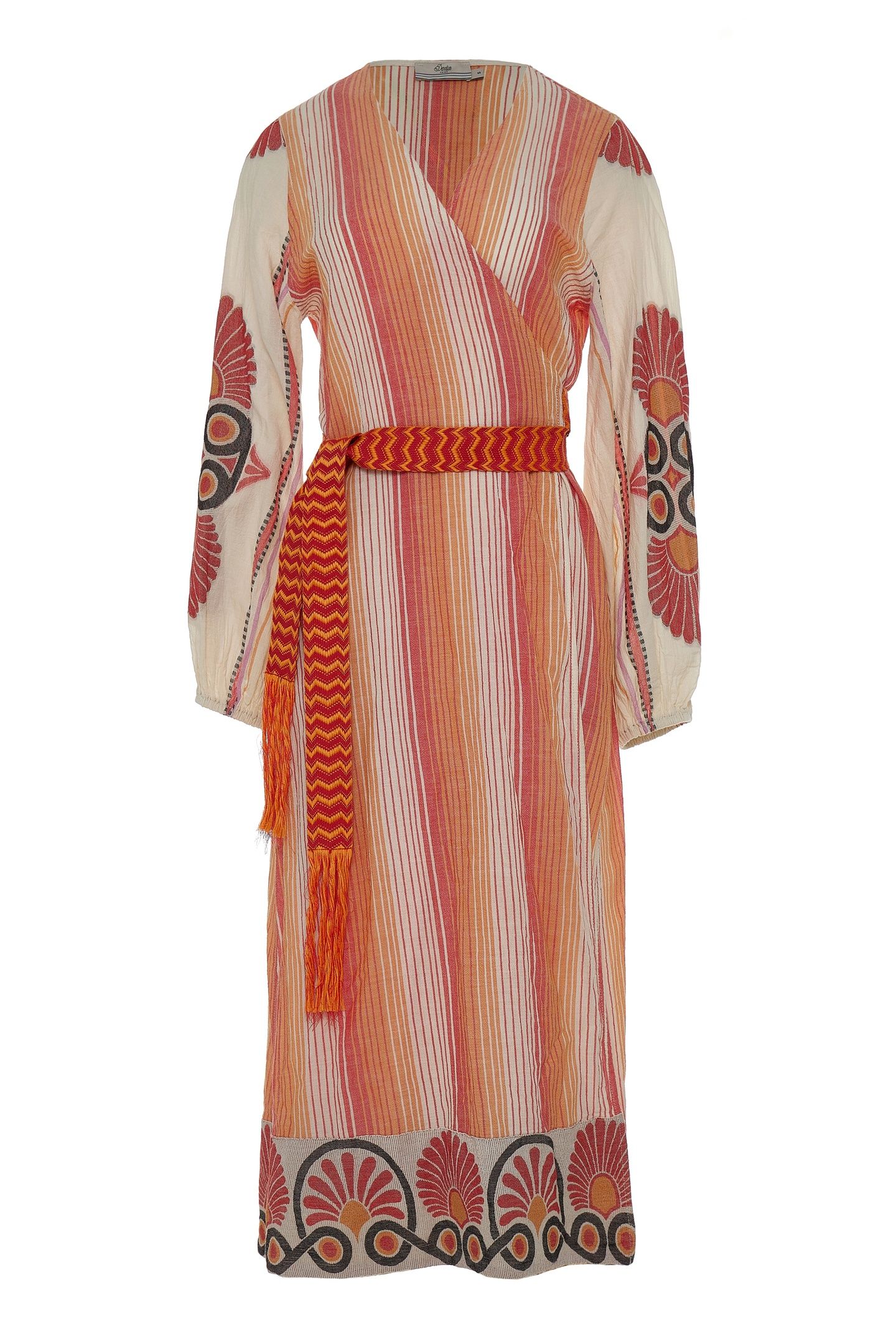 ZHN LONG DRESS JACQUARD WITH BELT RED ORANGE 3