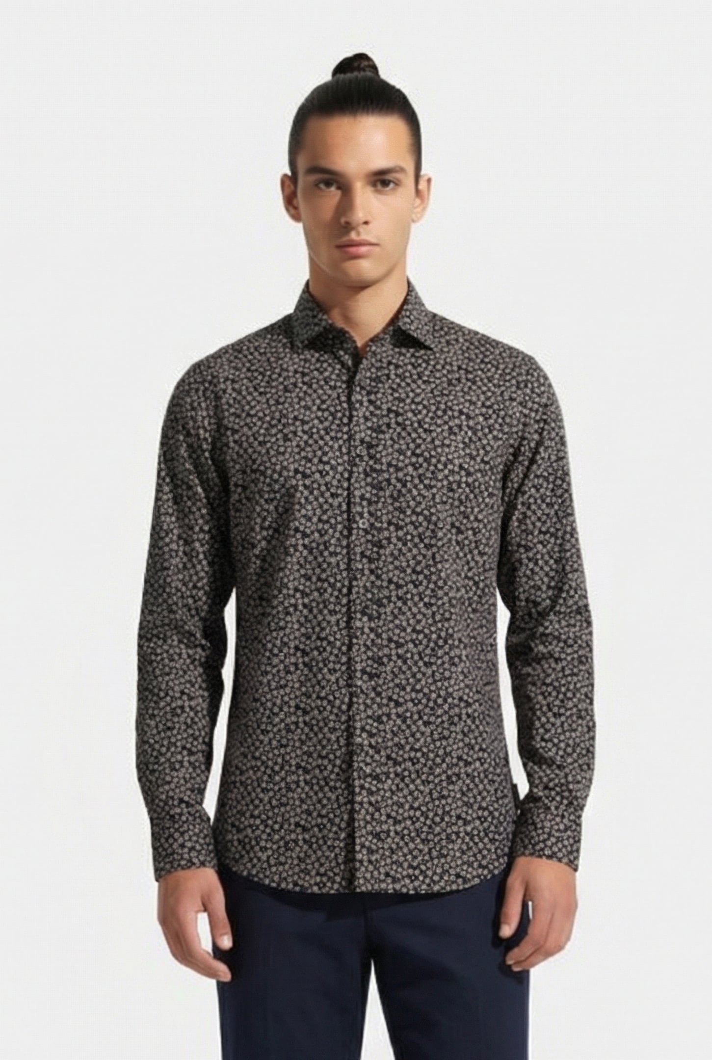 5 FLOWER LONG SLEEVE SHIRT MARINE 1